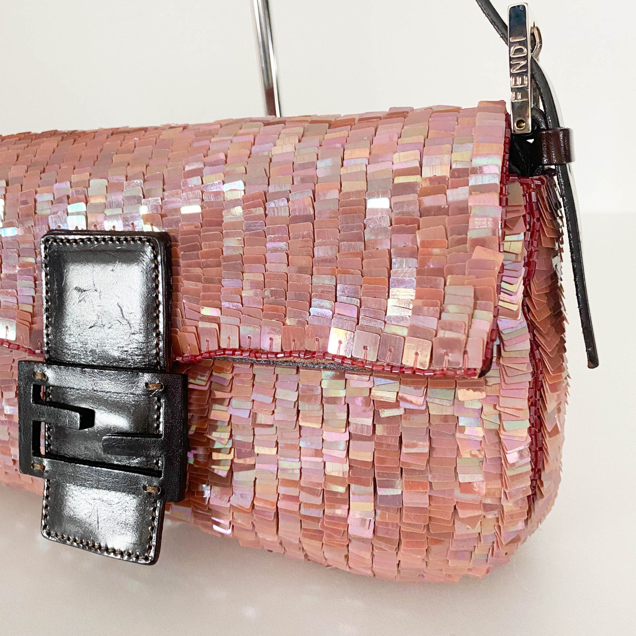 FENDI Baguette Pink Sequin / Beads Shoulder Bag, in , Sold by HIVE PRELOVED - Shoulder Bags, ,