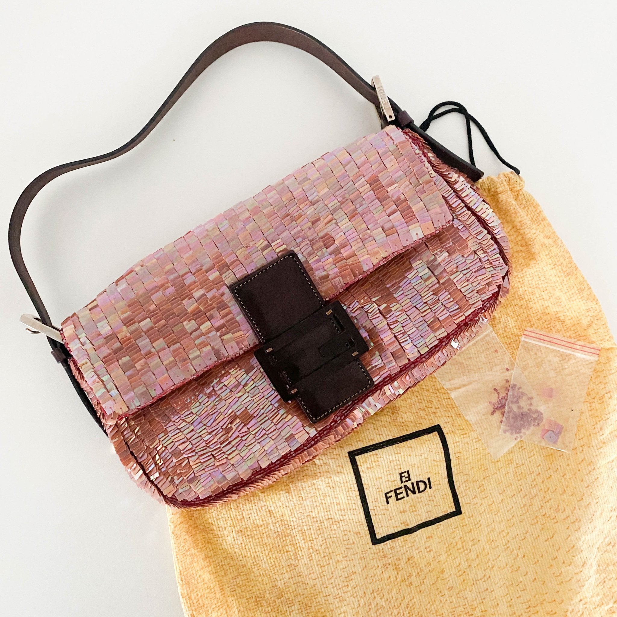 FENDI Baguette Pink Sequin / Beads Shoulder Bag, in , Sold by HIVE PRELOVED - Shoulder Bags, ,