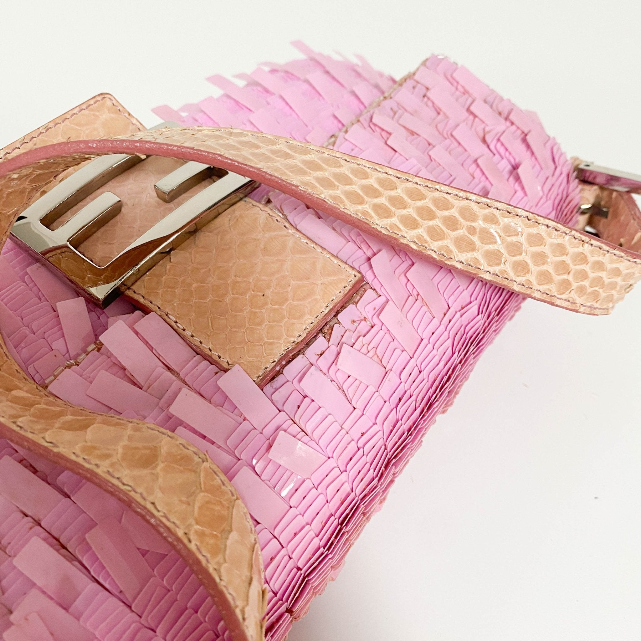 FENDI Baguette Pink Sequin / Python Belt Shoulder Bag, in , Sold by HIVE PRELOVED - Shoulder Bags, ,