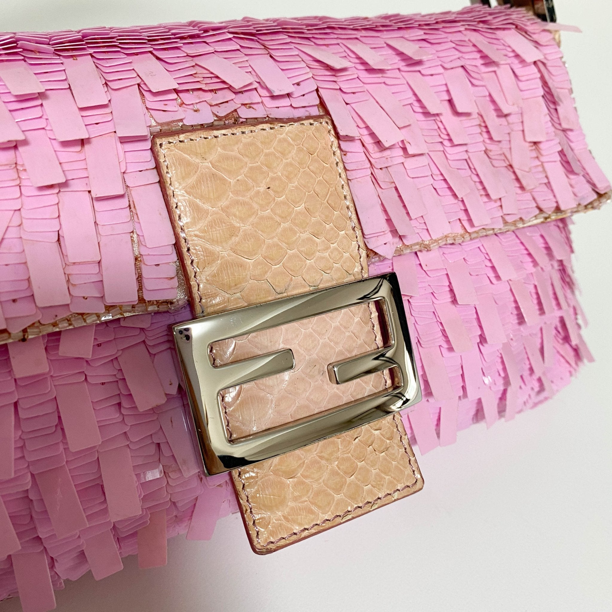 FENDI Baguette Pink Sequin / Python Belt Shoulder Bag, in , Sold by HIVE PRELOVED - Shoulder Bags, ,