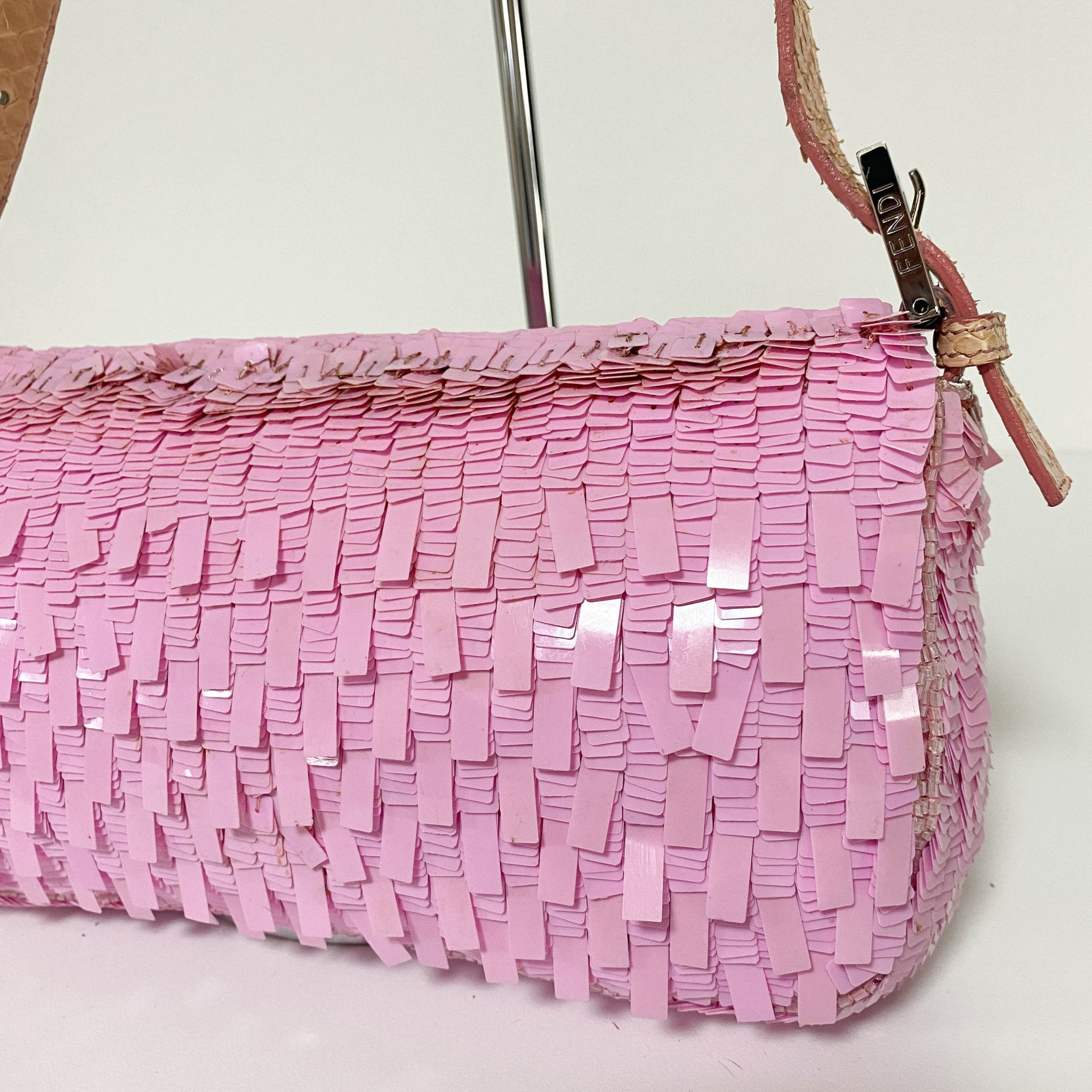 FENDI Baguette Pink Sequin / Python Belt Shoulder Bag, in , Sold by HIVE PRELOVED - Shoulder Bags, ,