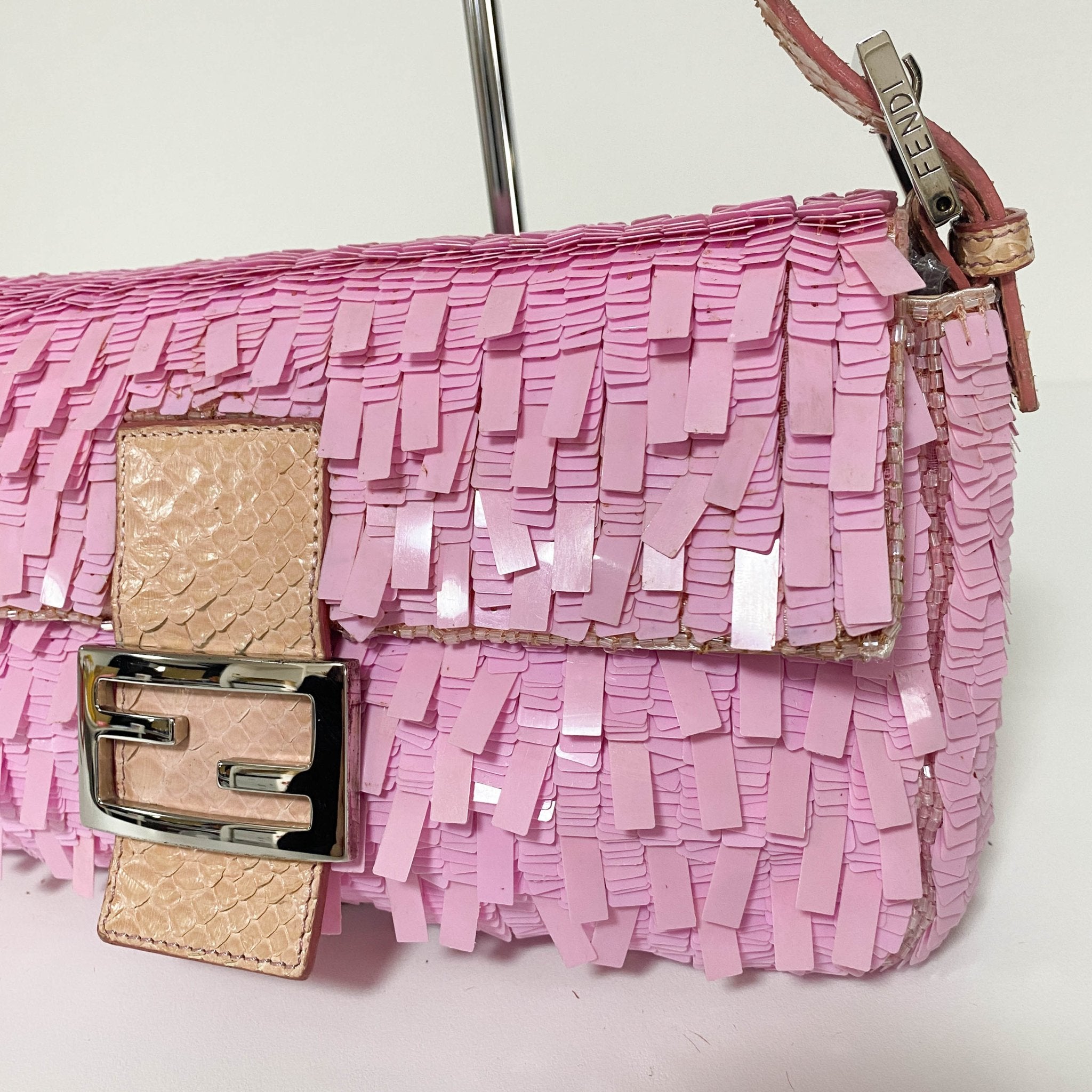 FENDI Baguette Pink Sequin / Python Belt Shoulder Bag, in , Sold by HIVE PRELOVED - Shoulder Bags, ,
