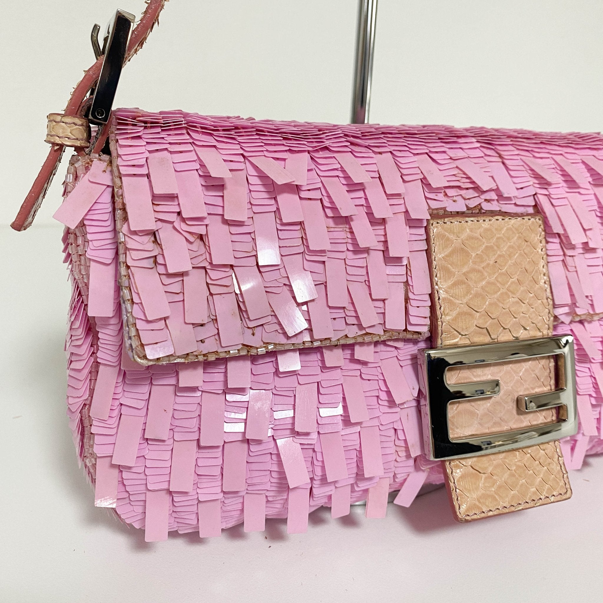 FENDI Baguette Pink Sequin / Python Belt Shoulder Bag, in , Sold by HIVE PRELOVED - Shoulder Bags, ,