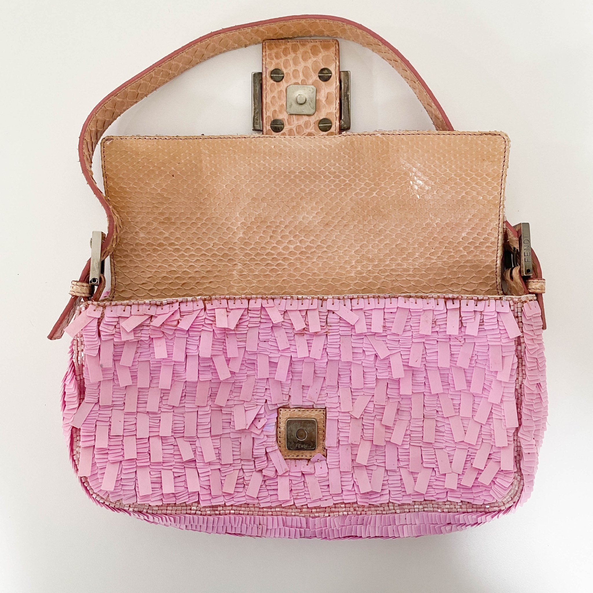 FENDI Baguette Pink Sequin / Python Belt Shoulder Bag, in , Sold by HIVE PRELOVED - Shoulder Bags, ,
