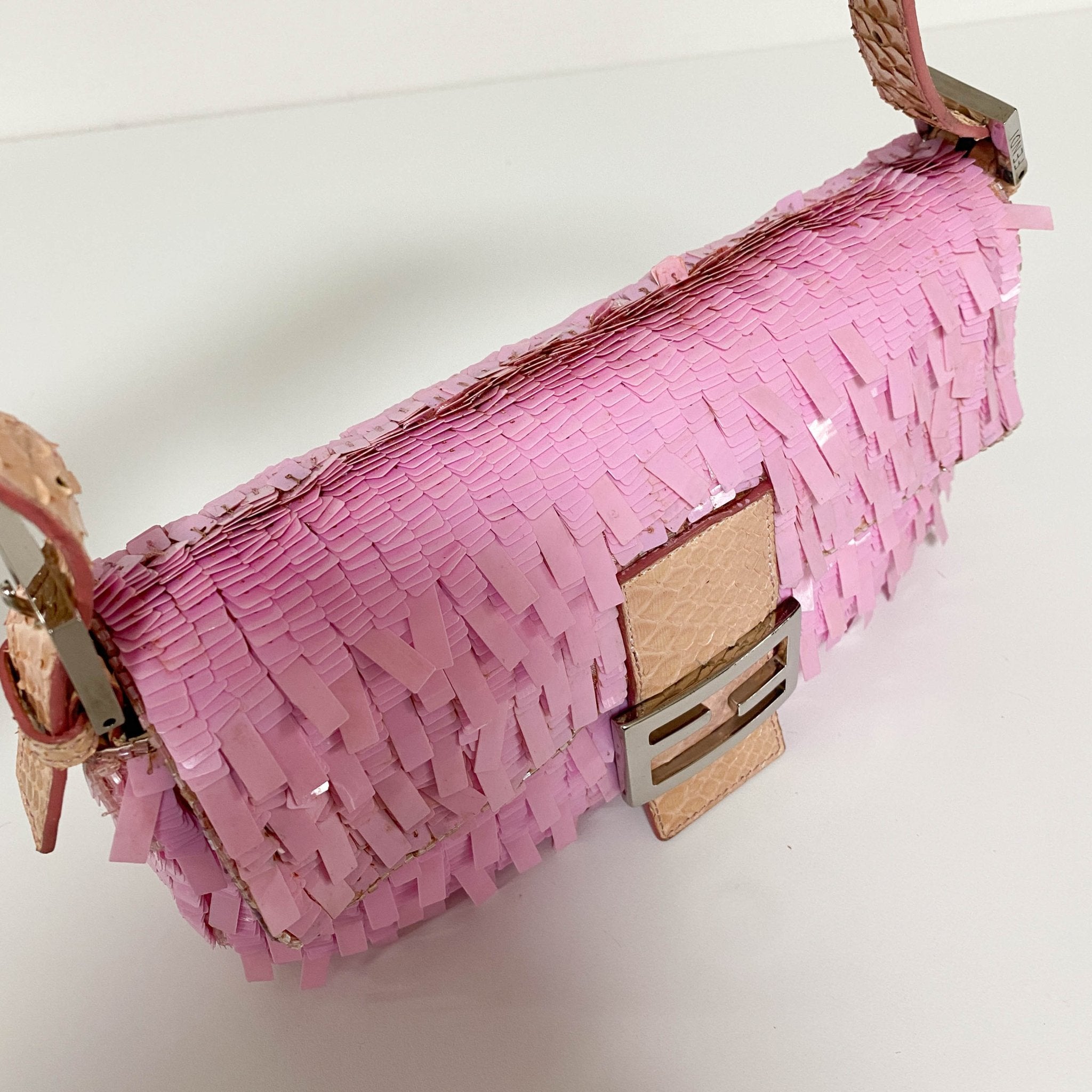 FENDI Baguette Pink Sequin / Python Belt Shoulder Bag, in , Sold by HIVE PRELOVED - Shoulder Bags, ,