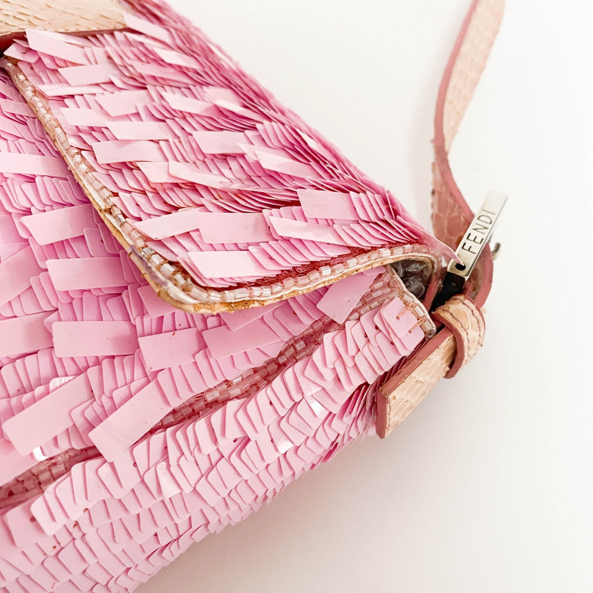 FENDI Baguette Pink Sequin / Python Belt Shoulder Bag, in , Sold by HIVE PRELOVED - Shoulder Bags, ,