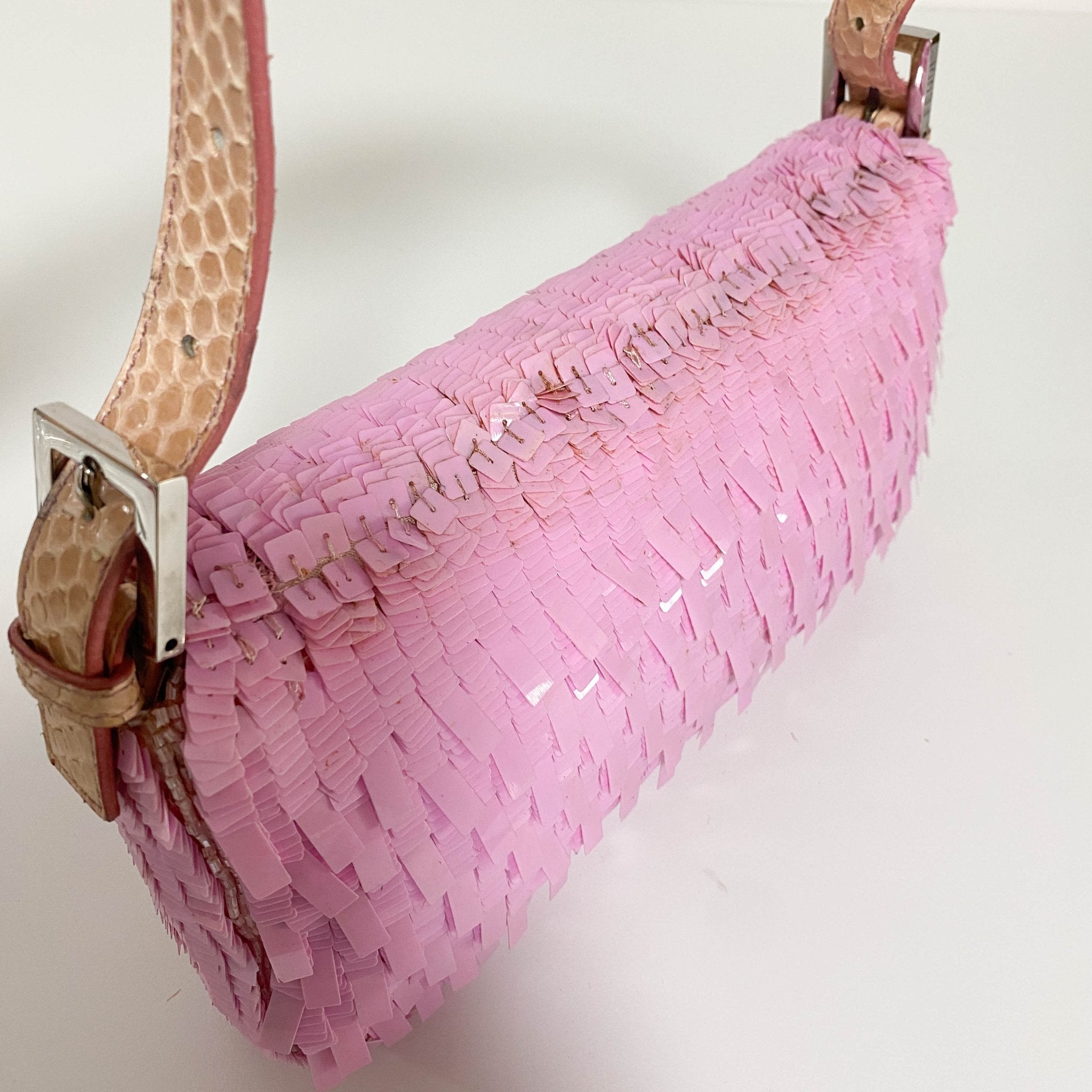 FENDI Baguette Pink Sequin / Python Belt Shoulder Bag, in , Sold by HIVE PRELOVED - Shoulder Bags, ,