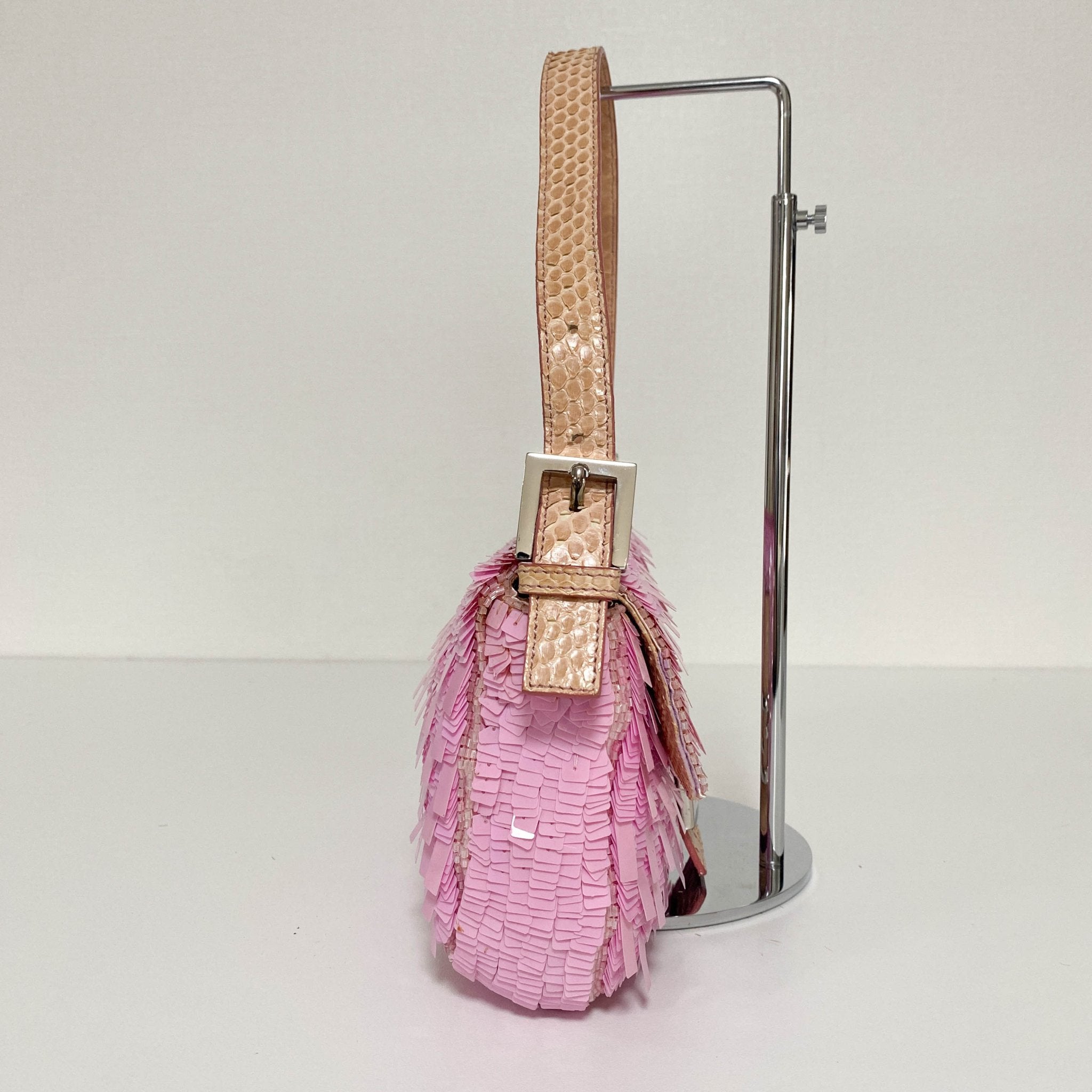 FENDI Baguette Pink Sequin / Python Belt Shoulder Bag, in , Sold by HIVE PRELOVED - Shoulder Bags, ,