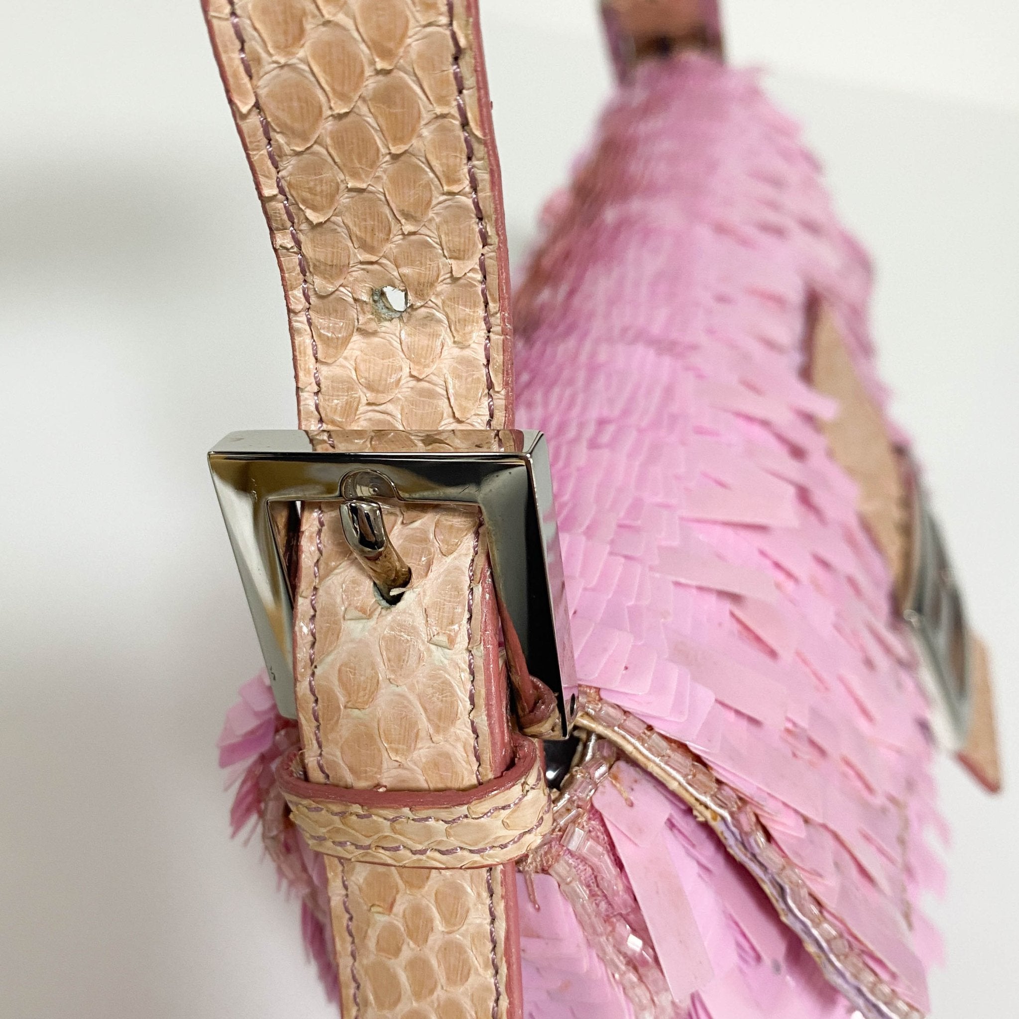 FENDI Baguette Pink Sequin / Python Belt Shoulder Bag, in , Sold by HIVE PRELOVED - Shoulder Bags, ,