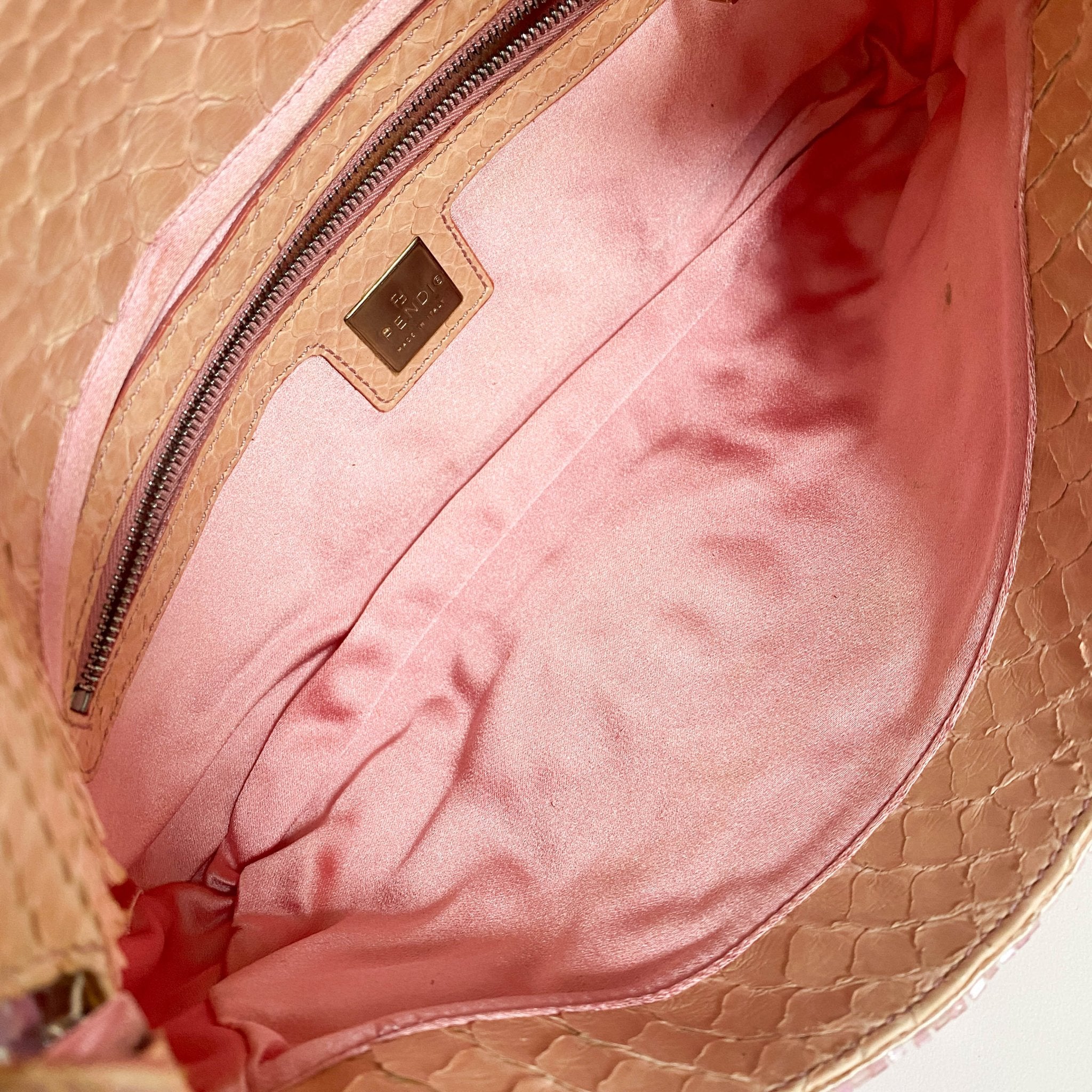 FENDI Baguette Pink Sequin / Python Belt Shoulder Bag, in , Sold by HIVE PRELOVED - Shoulder Bags, ,