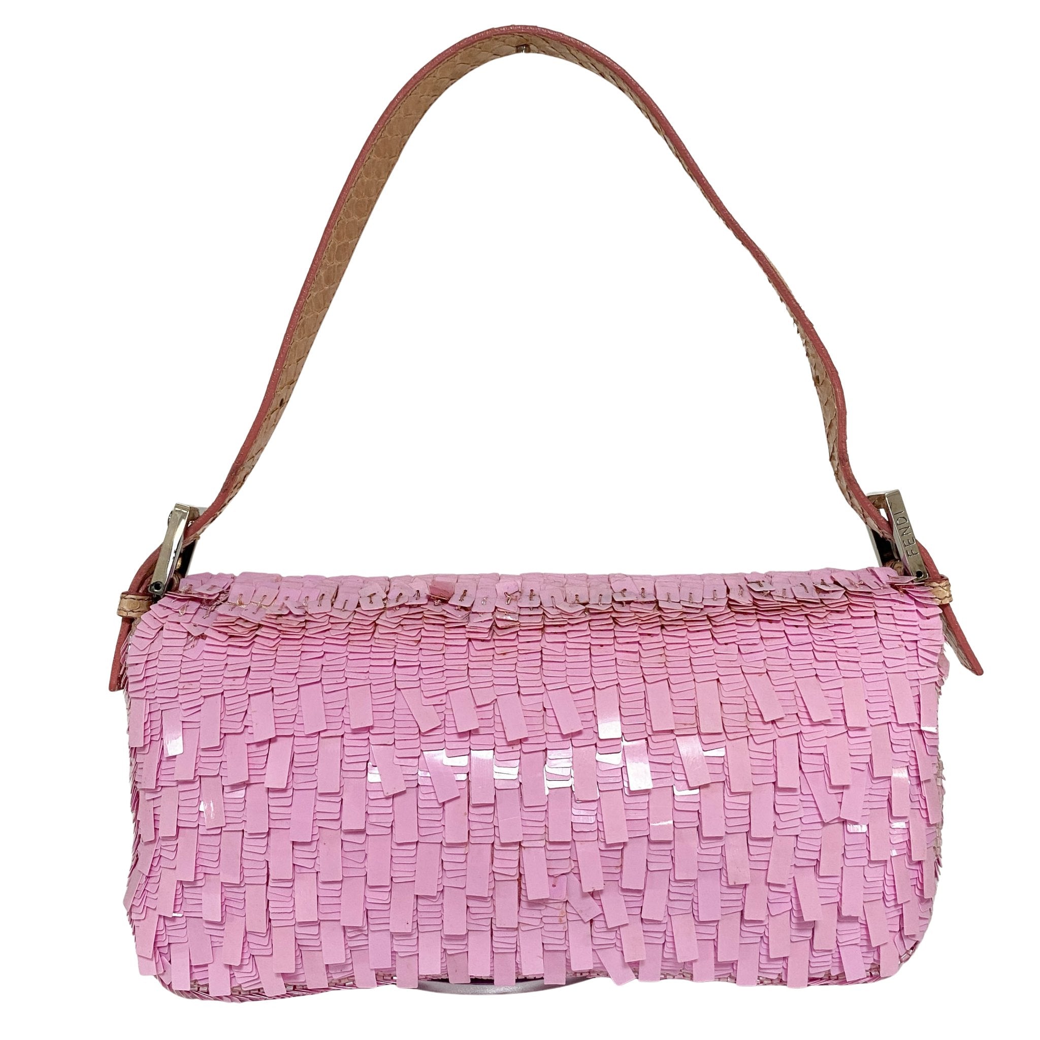 FENDI Baguette Pink Sequin / Python Belt Shoulder Bag, in , Sold by HIVE PRELOVED - Shoulder Bags, ,