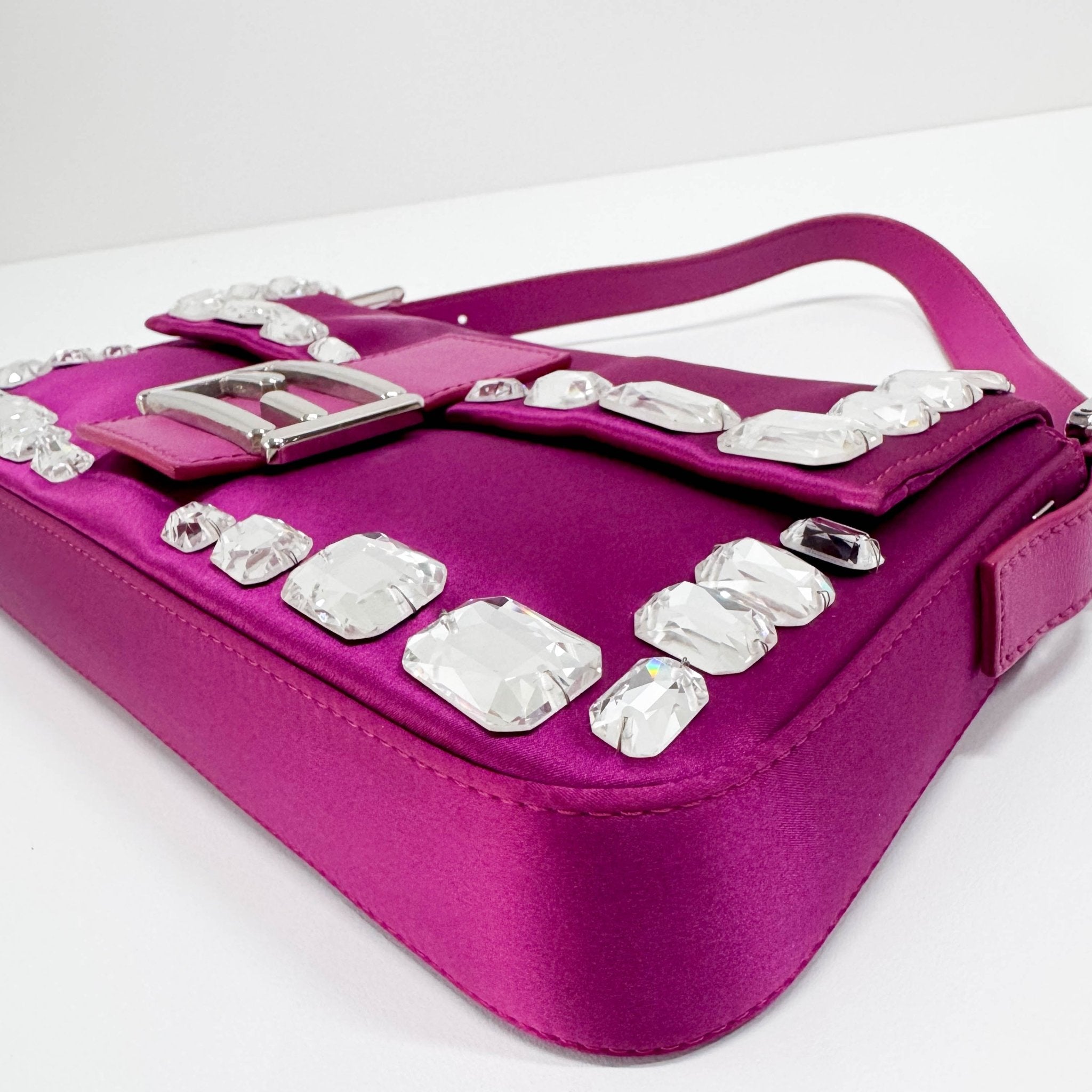 FENDI Baguette Pink Silk with Large Crystals Shoulder Bag, in , Sold by HIVE PRELOVED - Shoulder Bags, ,
