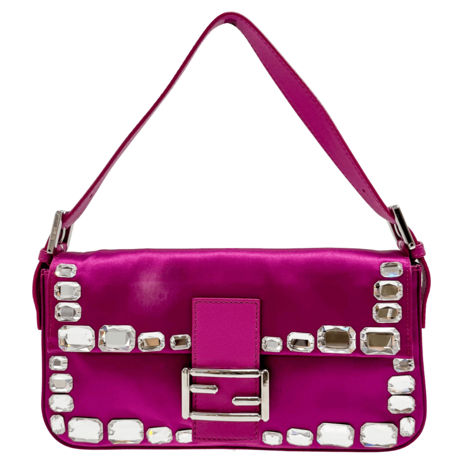 FENDI Baguette Pink Silk with Large Crystals Shoulder Bag, in , Sold by HIVE PRELOVED - Shoulder Bags, ,