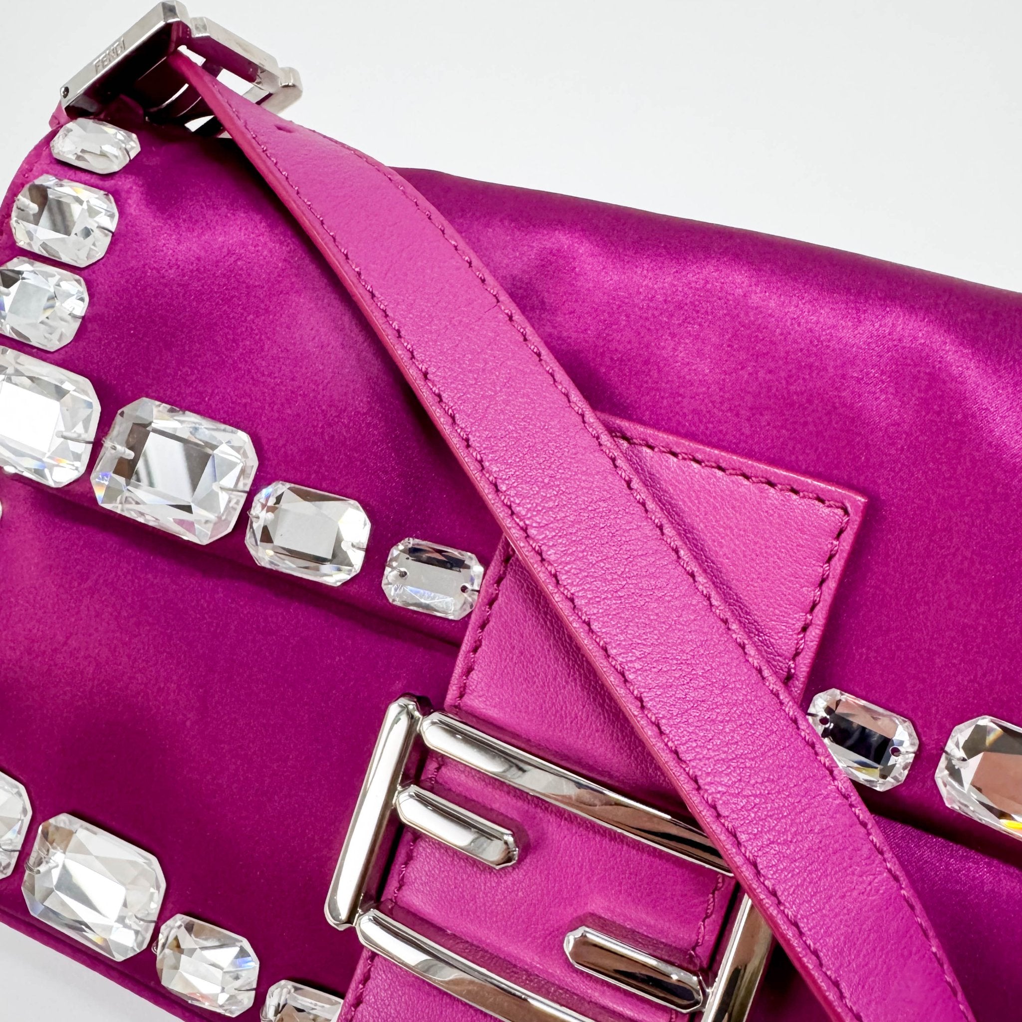 FENDI Baguette Pink Silk with Large Crystals Shoulder Bag, in , Sold by HIVE PRELOVED - Shoulder Bags, ,