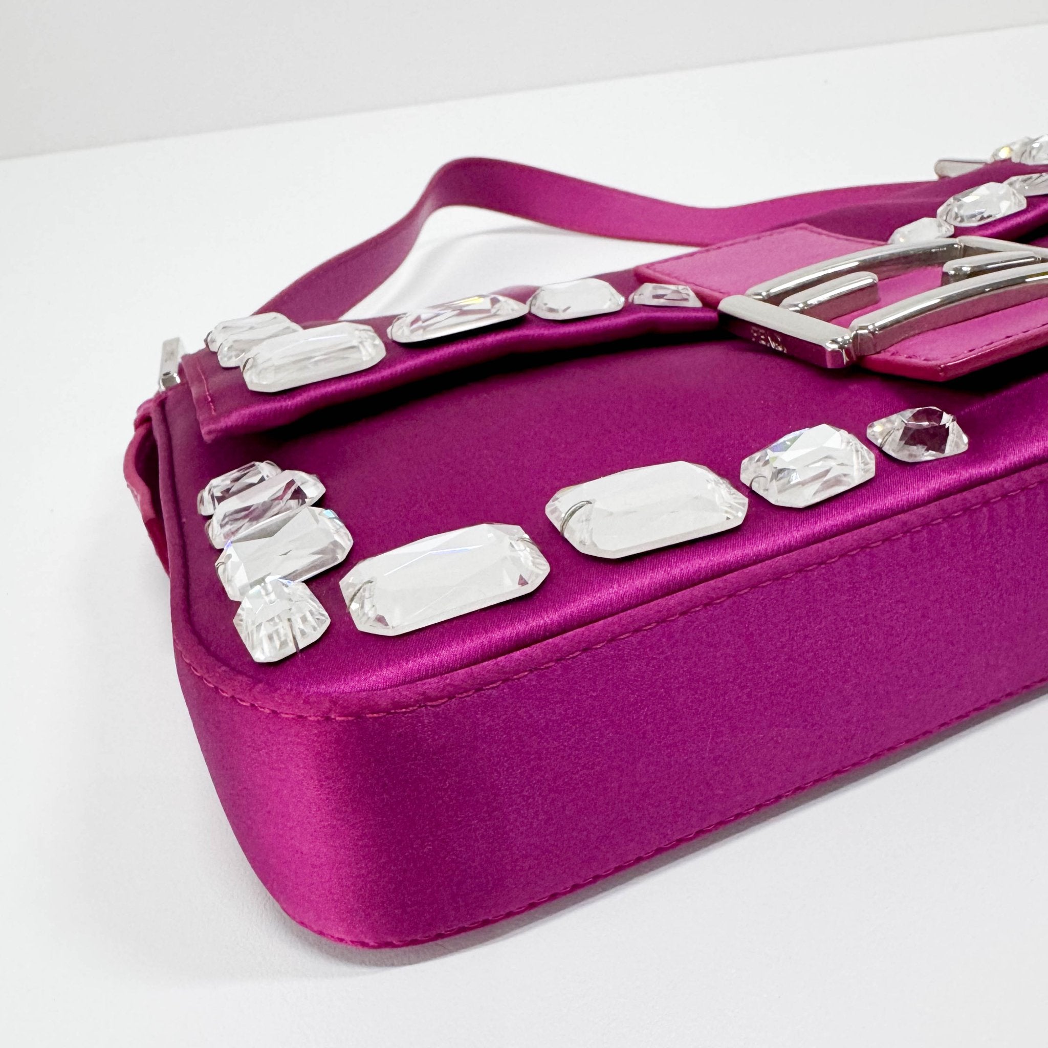 FENDI Baguette Pink Silk with Large Crystals Shoulder Bag, in , Sold by HIVE PRELOVED - Shoulder Bags, ,