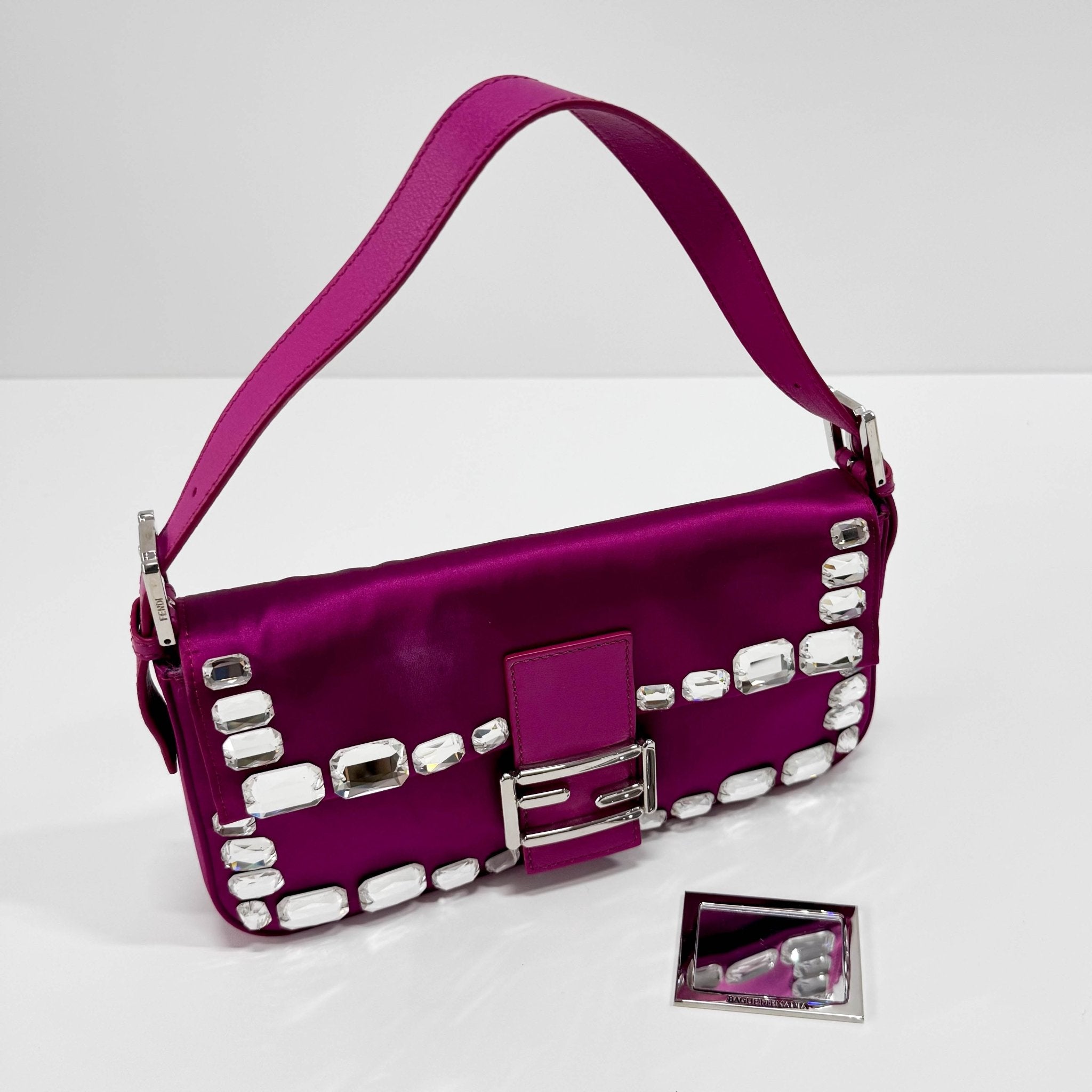 FENDI Baguette Pink Silk with Large Crystals Shoulder Bag, in , Sold by HIVE PRELOVED - Shoulder Bags, ,