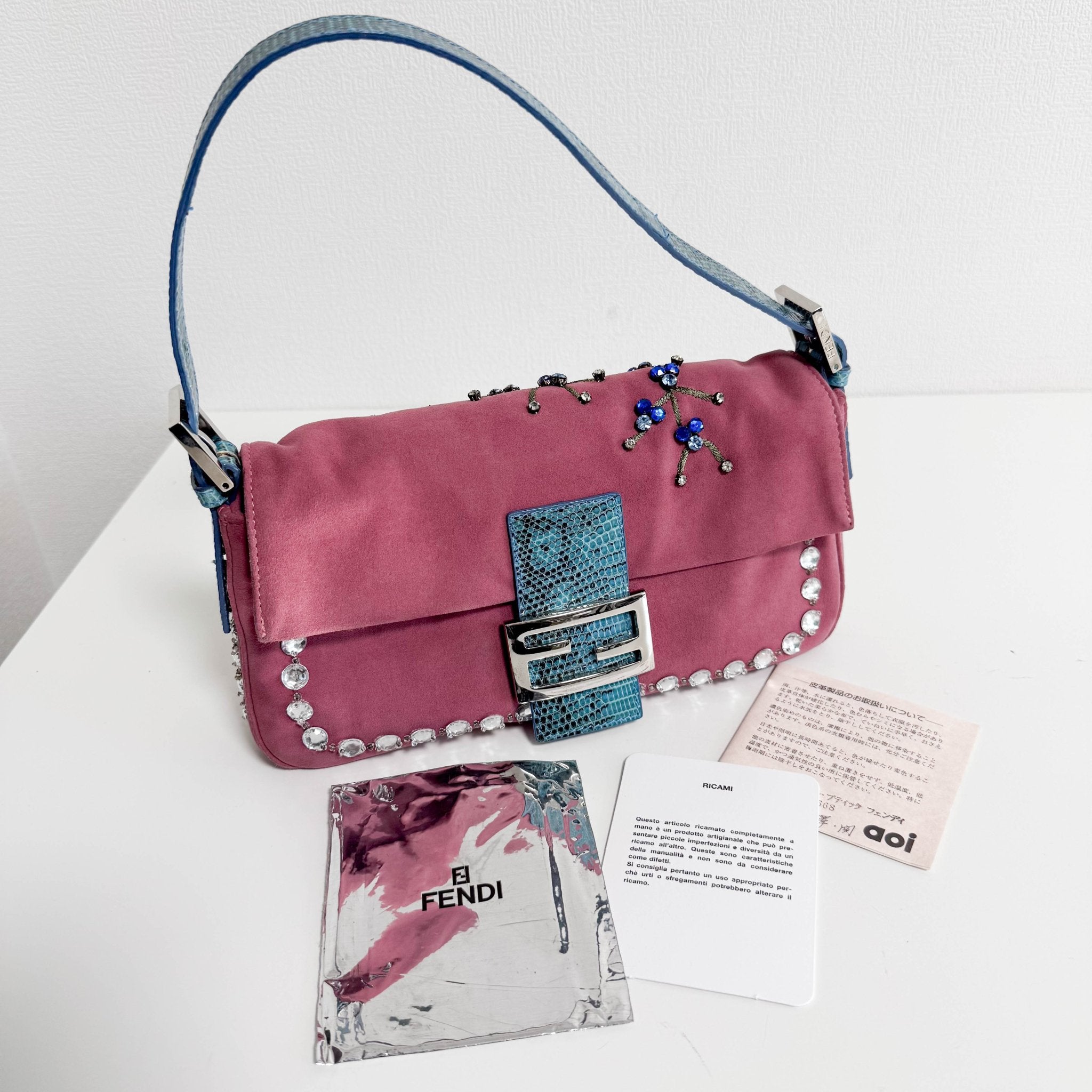 FENDI Baguette Pink Suede Bijou Shoulder Bag, in , Sold by HIVE PRELOVED - Shoulder Bags, ,