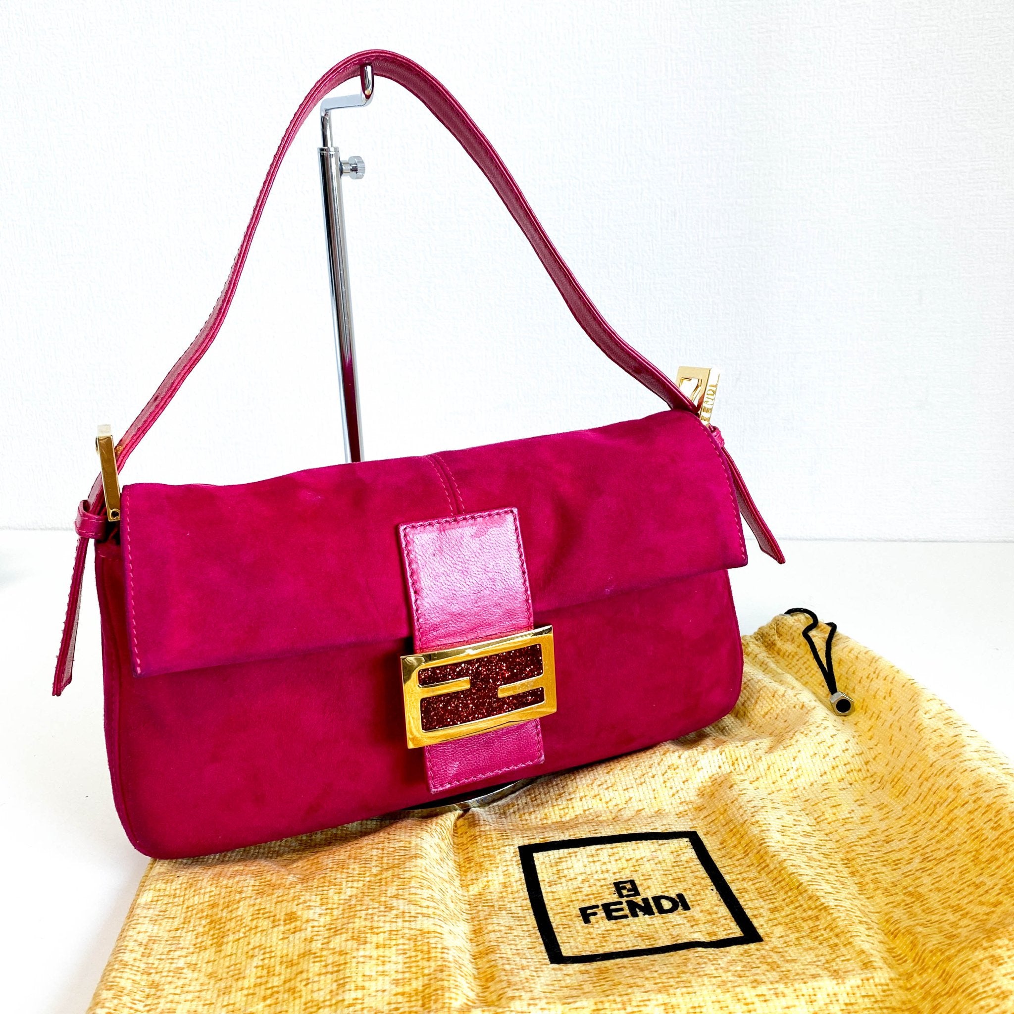 FENDI Baguette Pink Suede Shoulder Bag, in , Sold by HIVE PRELOVED - Shoulder Bags, ,