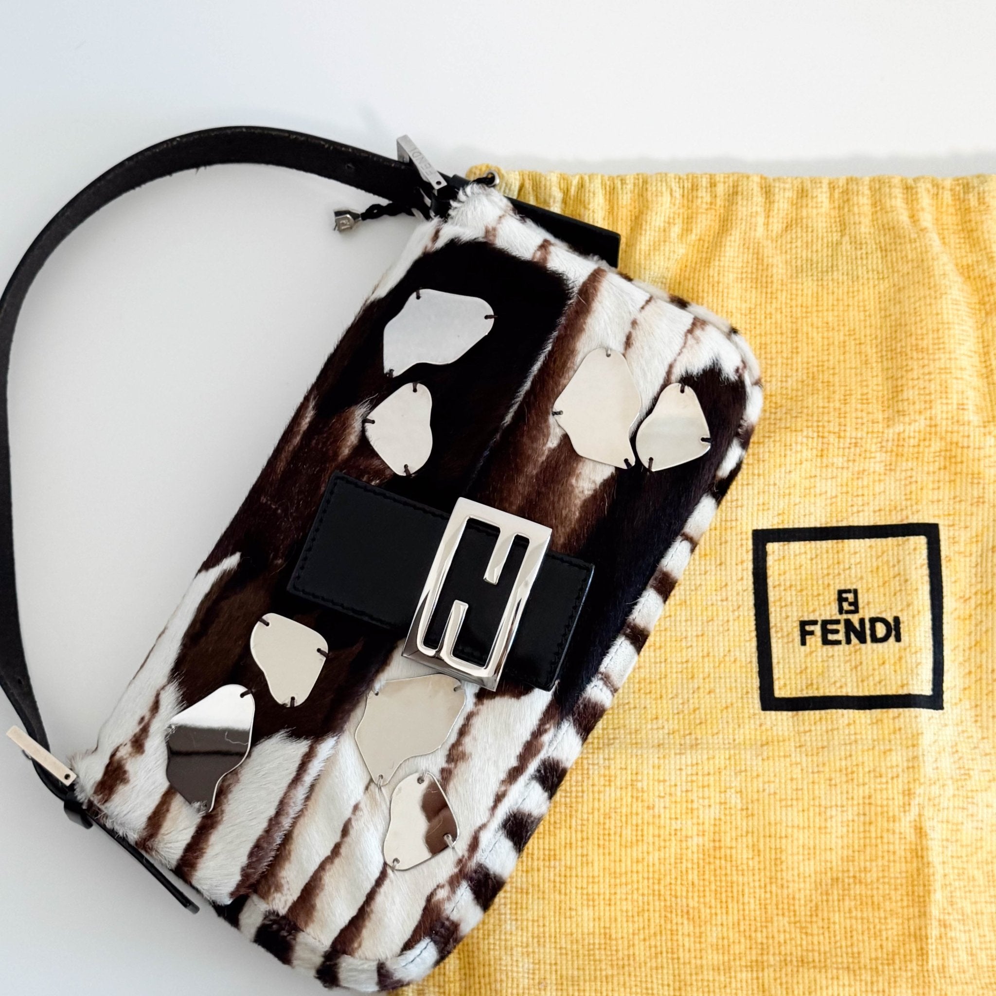 FENDI Baguette Pony Hair Zebra Design with Mirror Shoulder Bag, in , Sold by HIVE PRELOVED - Shoulder Bags, ,