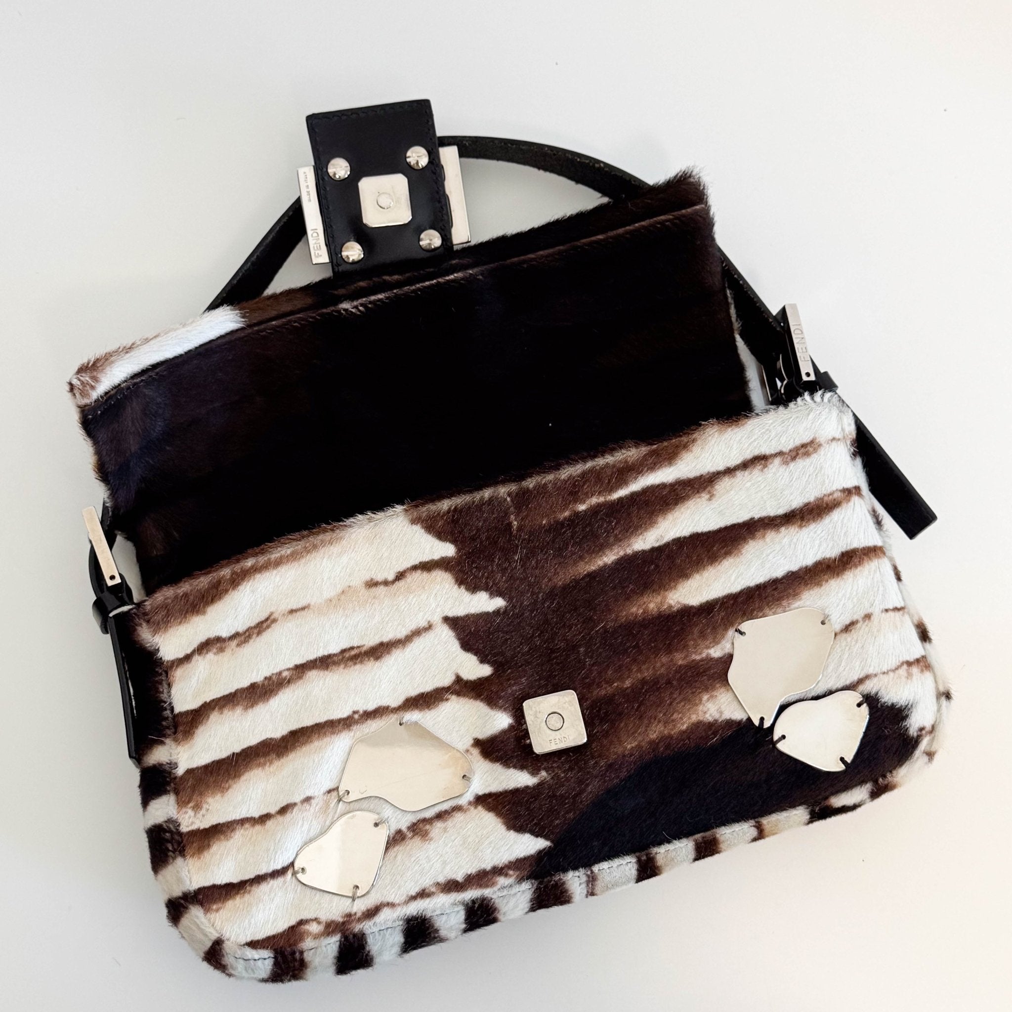 FENDI Baguette Pony Hair Zebra Design with Mirror Shoulder Bag, in , Sold by HIVE PRELOVED - Shoulder Bags, ,