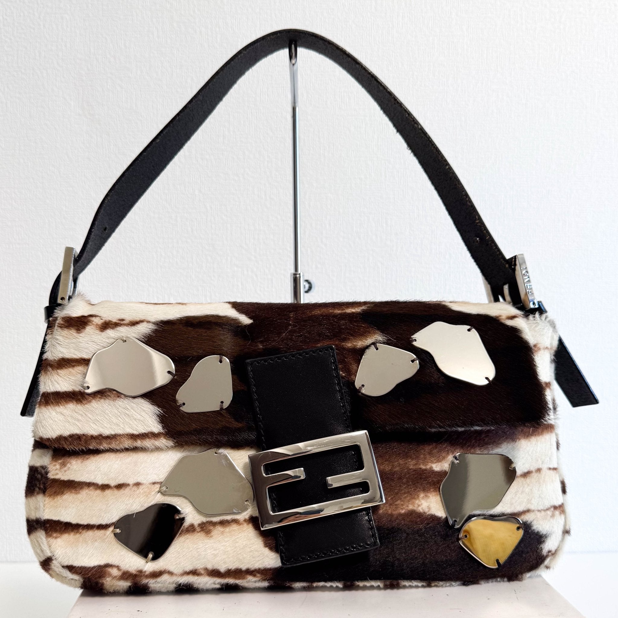 FENDI Baguette Pony Hair Zebra Design with Mirror Shoulder Bag, in , Sold by HIVE PRELOVED - Shoulder Bags, ,