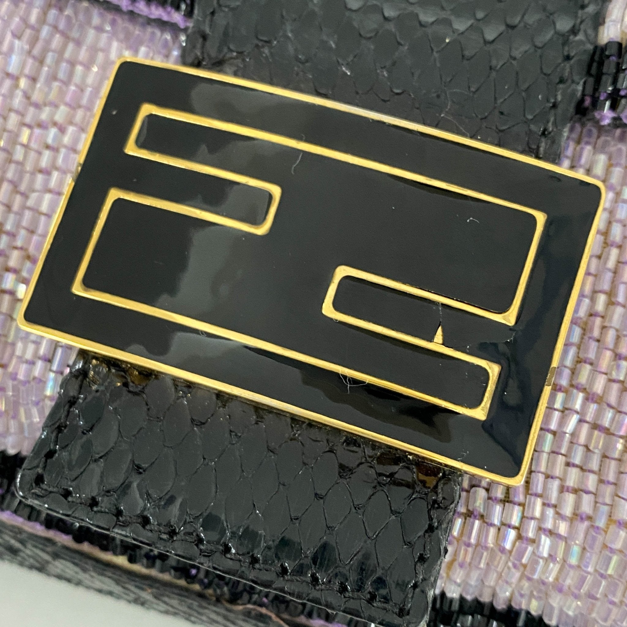 FENDI Baguette Purple / Black Trim Beaded Shoulder Bag, in , Sold by HIVE PRELOVED - Shoulder Bags, ,