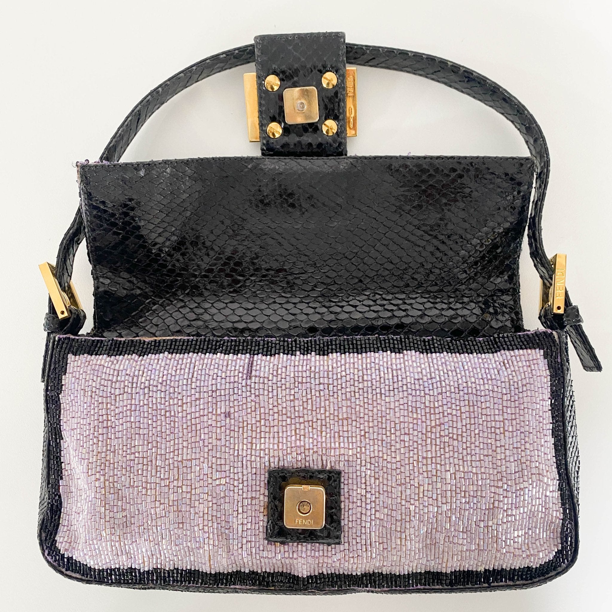 FENDI Baguette Purple / Black Trim Beaded Shoulder Bag, in , Sold by HIVE PRELOVED - Shoulder Bags, ,