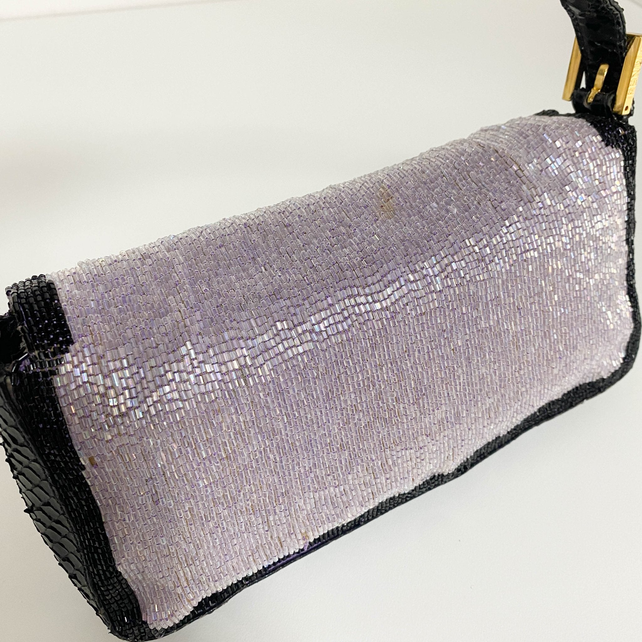 FENDI Baguette Purple / Black Trim Beaded Shoulder Bag, in , Sold by HIVE PRELOVED - Shoulder Bags, ,