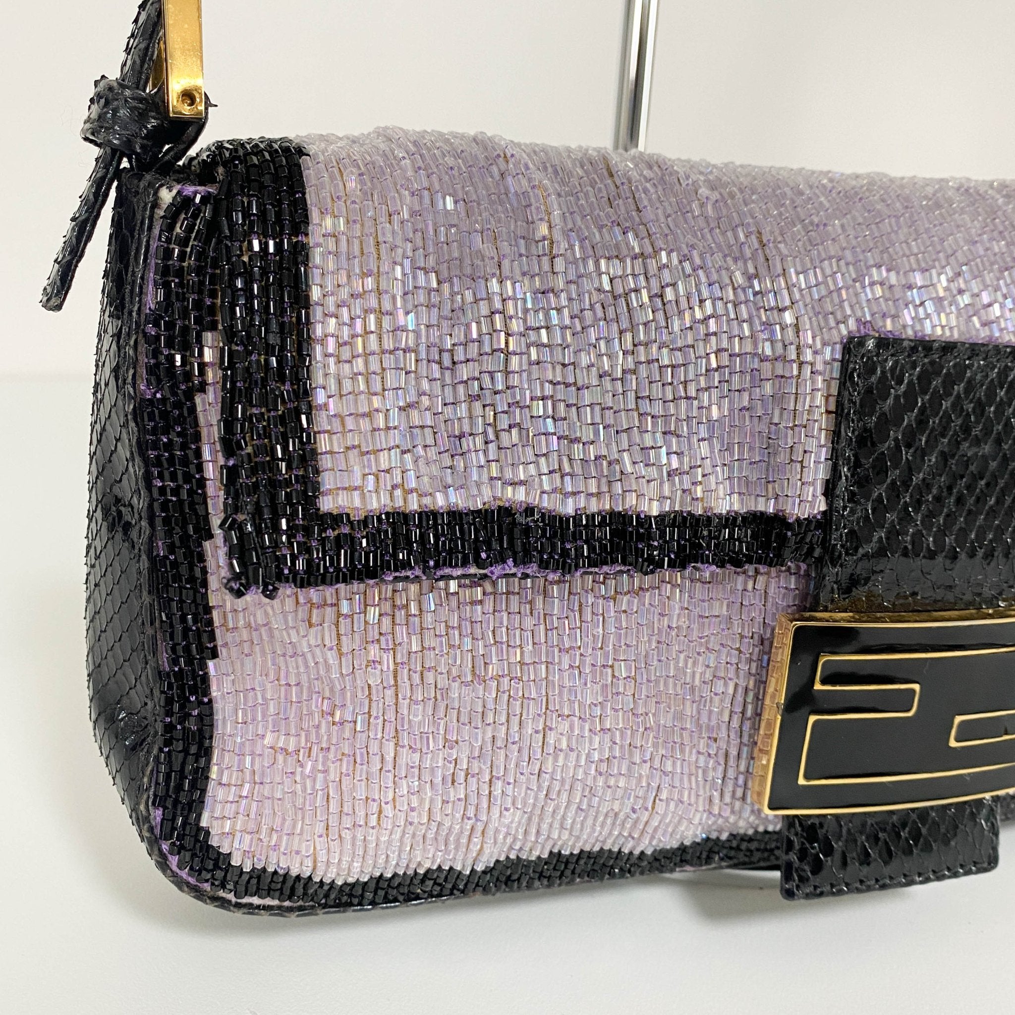 FENDI Baguette Purple / Black Trim Beaded Shoulder Bag, in , Sold by HIVE PRELOVED - Shoulder Bags, ,