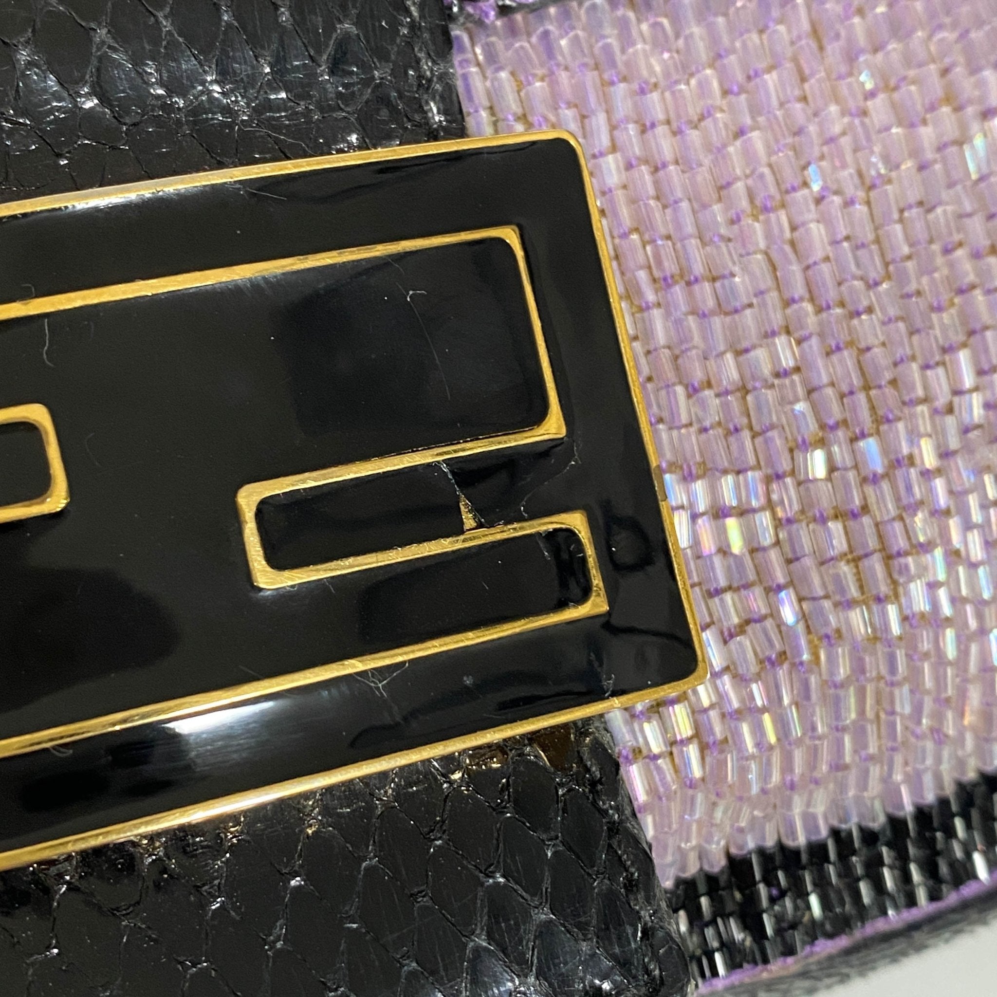 FENDI Baguette Purple / Black Trim Beaded Shoulder Bag, in , Sold by HIVE PRELOVED - Shoulder Bags, ,