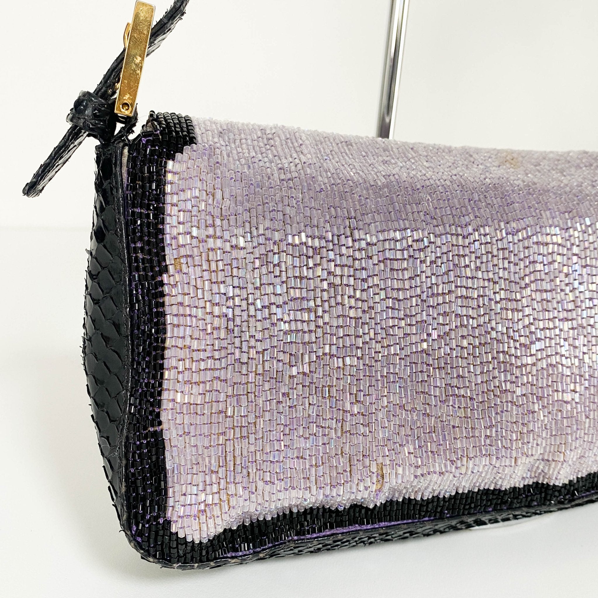FENDI Baguette Purple / Black Trim Beaded Shoulder Bag, in , Sold by HIVE PRELOVED - Shoulder Bags, ,