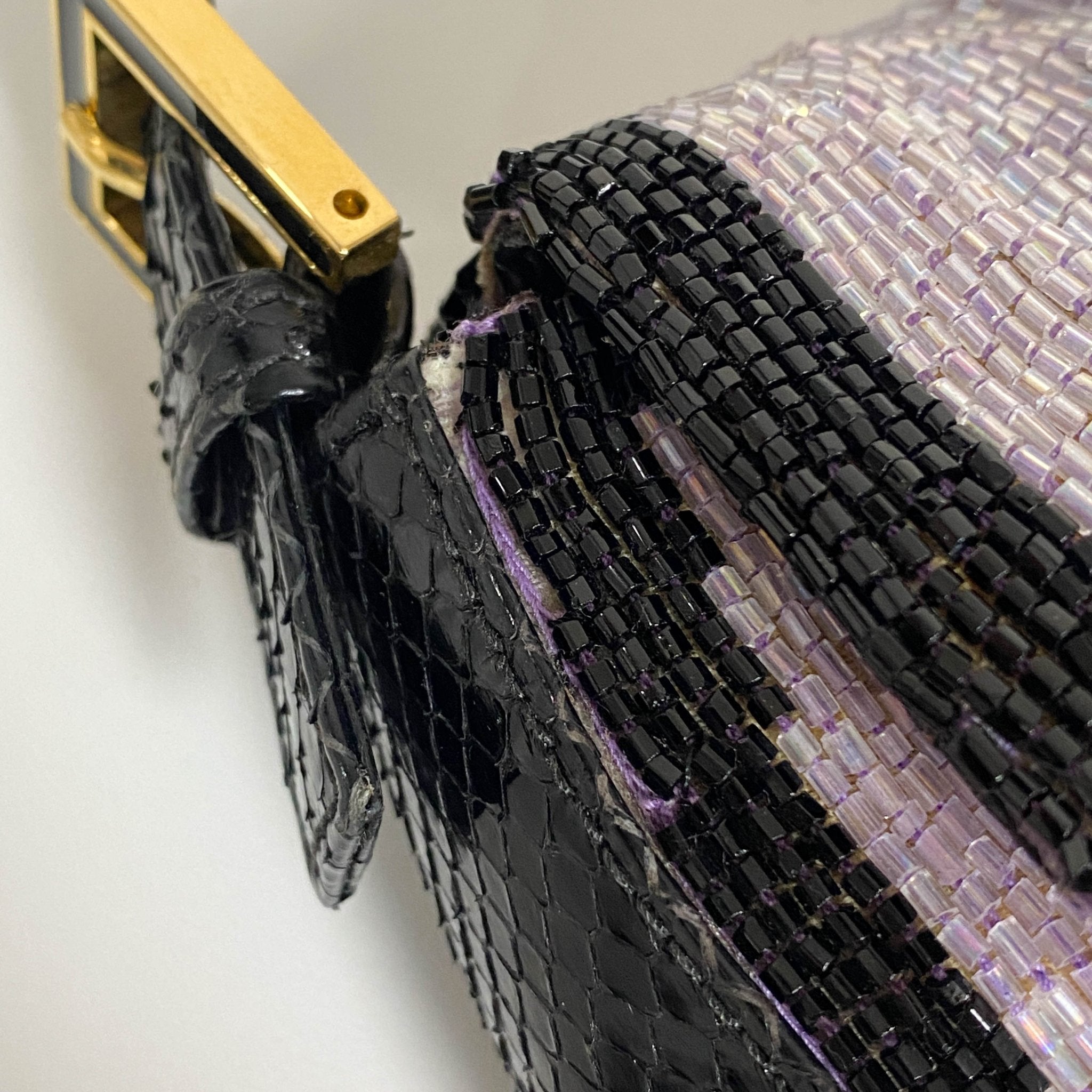 FENDI Baguette Purple / Black Trim Beaded Shoulder Bag, in , Sold by HIVE PRELOVED - Shoulder Bags, ,