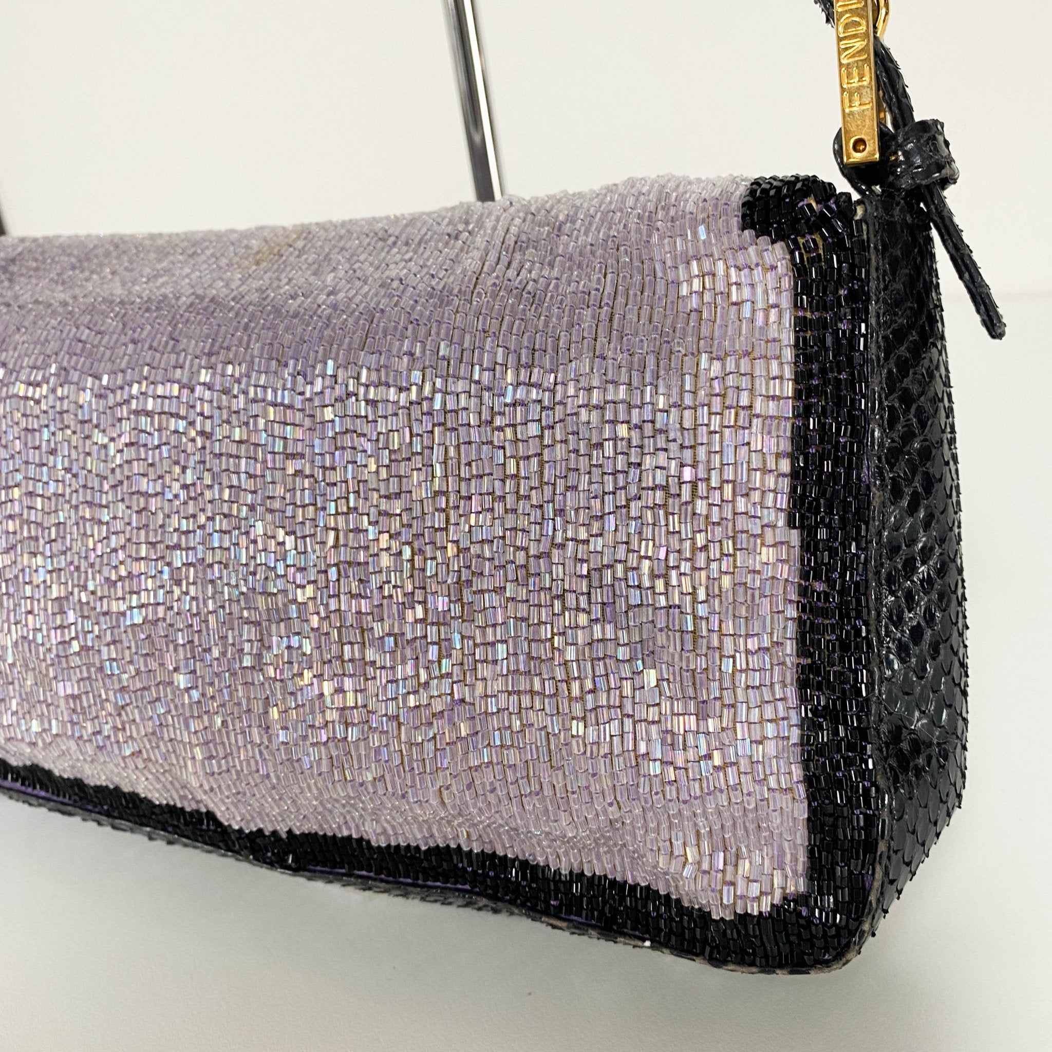 FENDI Baguette Purple / Black Trim Beaded Shoulder Bag, in , Sold by HIVE PRELOVED - Shoulder Bags, ,