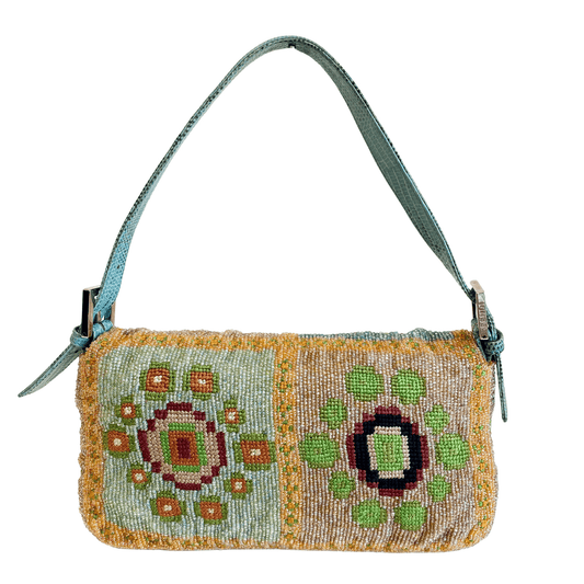 FENDI Baguette Rare Collector's Piece Fully Beaded Multicolour Shoulder Bag Lizard Buckle in Sold by HIVE PRELOVED
