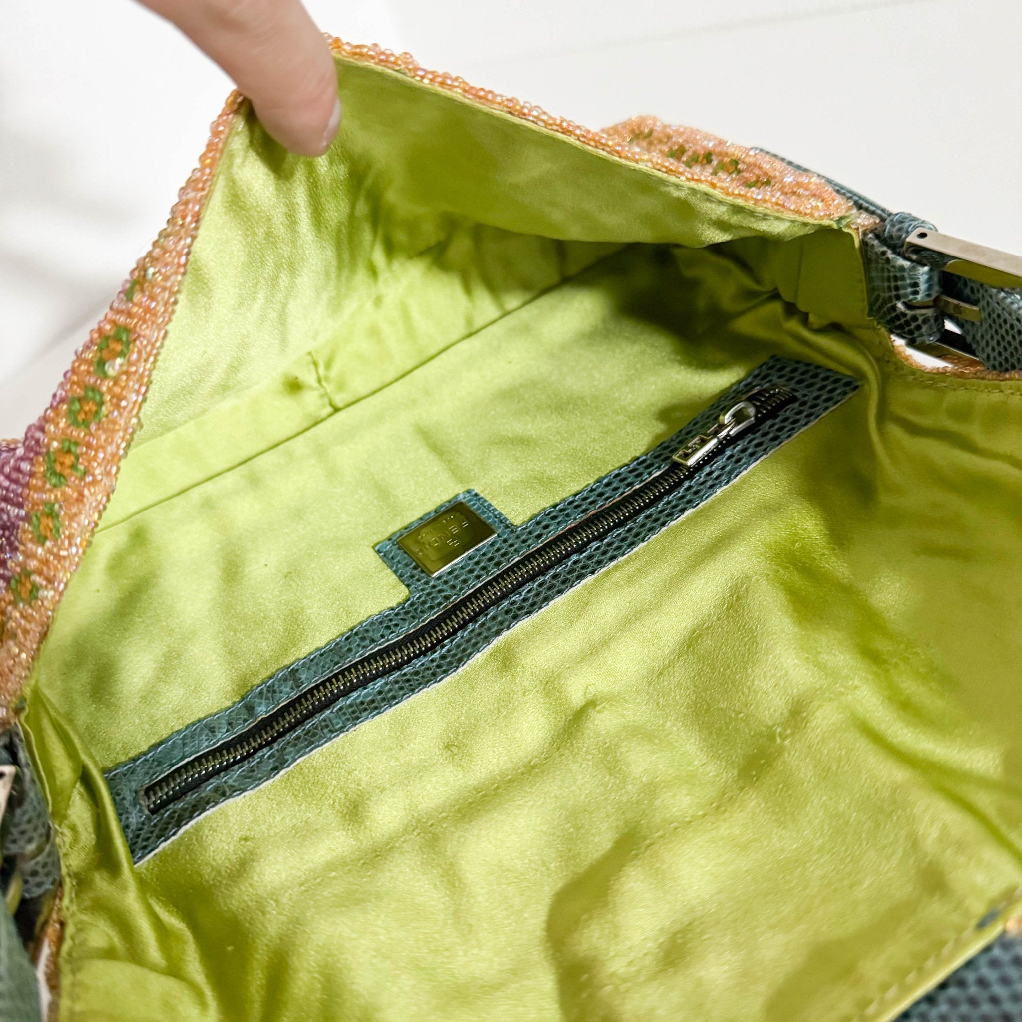 FENDI Baguette Rare Collector's Piece Fully Bead, Embroidered Multicolour Shoulder Bag Lizard Buckle in Sold by HIVE PRELOVED