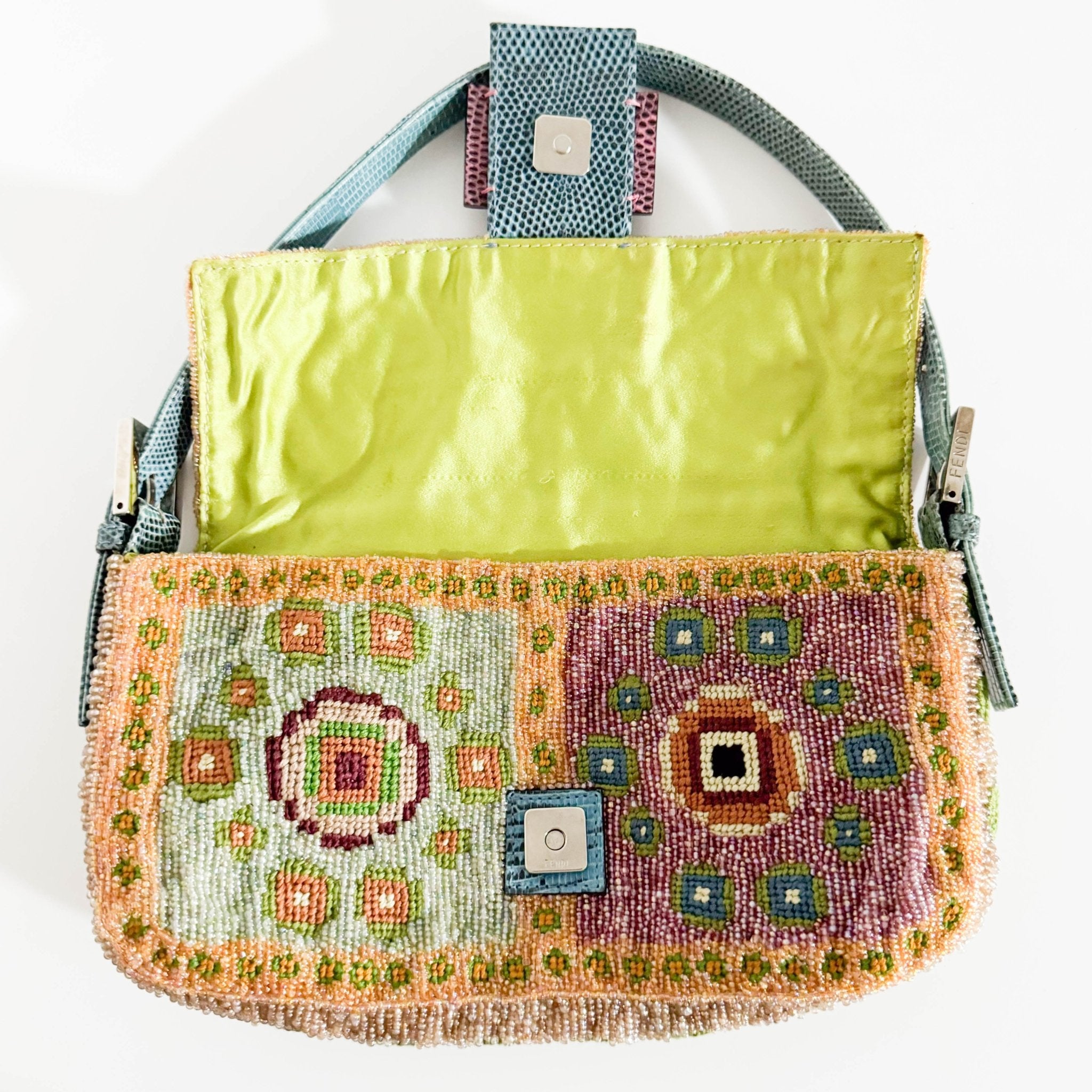 FENDI Baguette Rare Collector's Piece Fully Bead, Embroidered Multicolour Shoulder Bag Lizard Buckle in Sold by HIVE PRELOVED