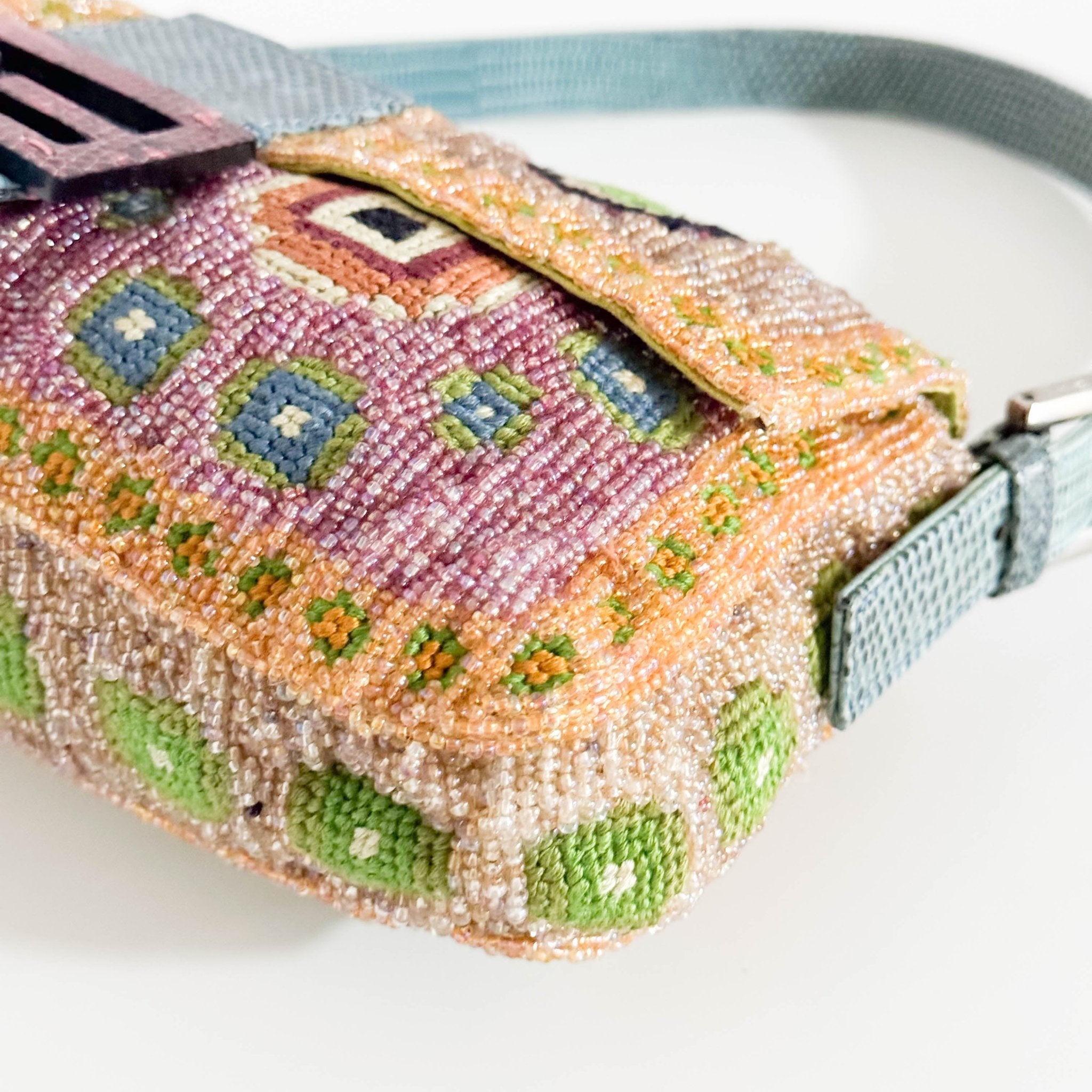 FENDI Baguette Rare Collector's Piece Fully Bead, Embroidered Multicolour Shoulder Bag Lizard Buckle in Sold by HIVE PRELOVED