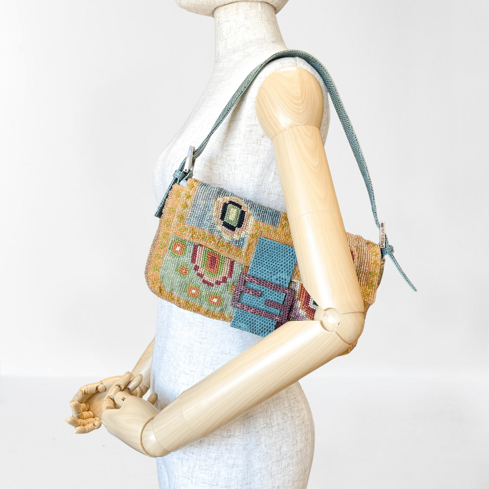 FENDI Baguette Rare Collector's Piece Fully Beaded Multicolour Shoulder Bag Lizard Buckle in  Sold by HIVE PRELOVED