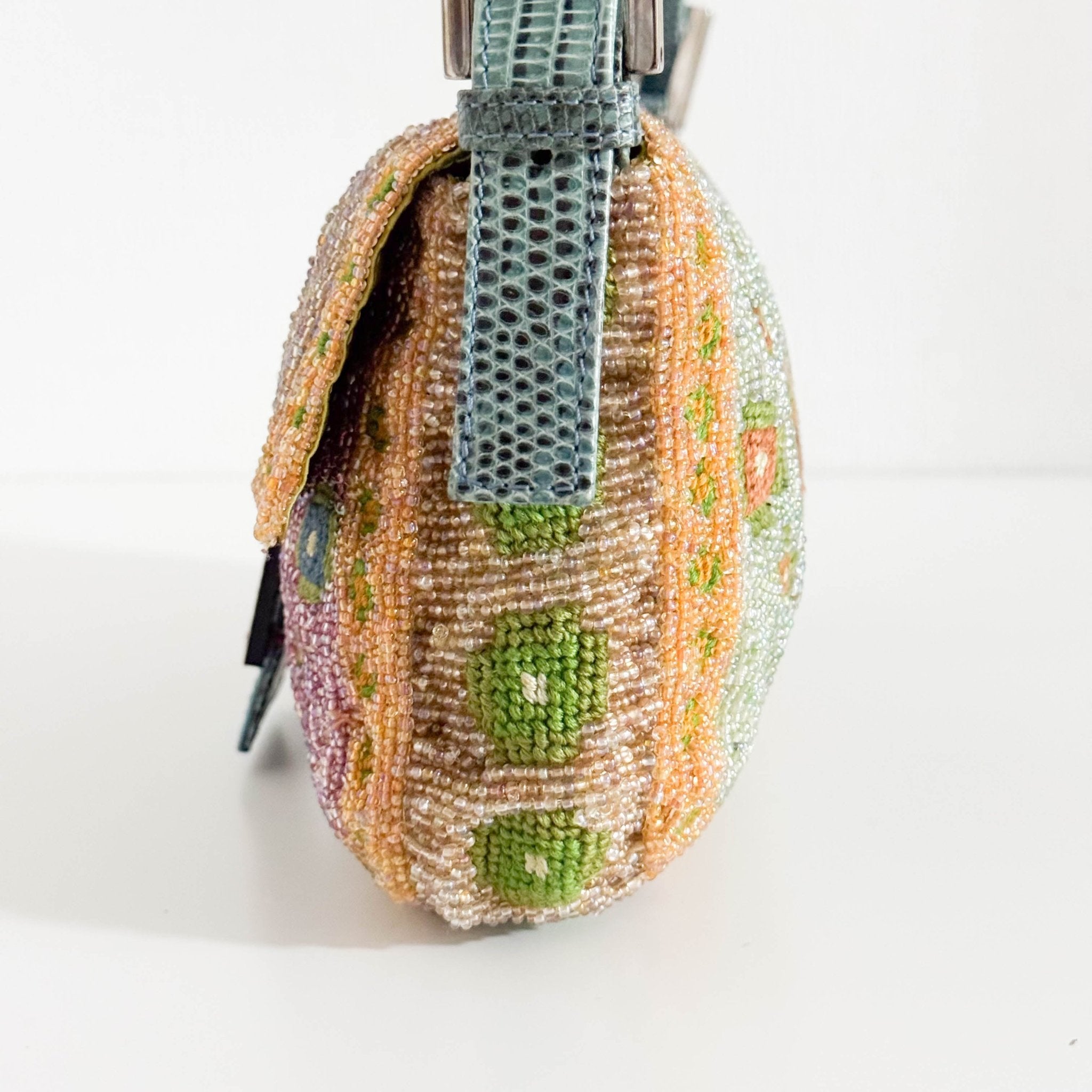 FENDI Baguette Rare Collector's Piece Fully Bead, Embroidered Multicolour Shoulder Bag Lizard Buckle in Sold by HIVE PRELOVED