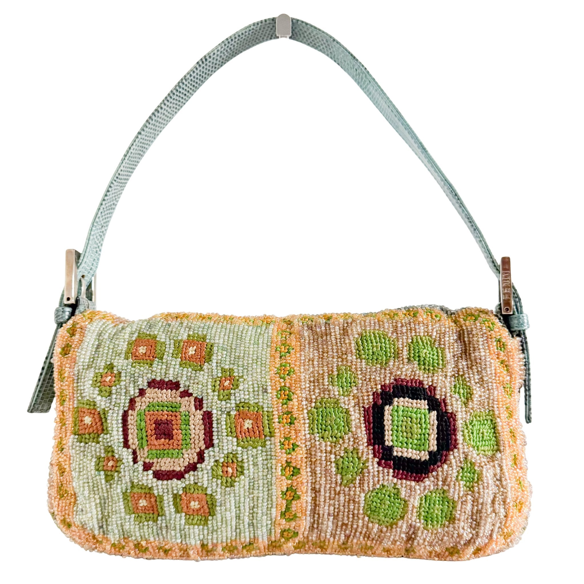 FENDI Baguette Rare Collector's Piece Fully Bead, Embroidered Multicolour Shoulder Bag Lizard Buckle in Sold by HIVE PRELOVED