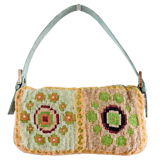 FENDI Baguette Rare Collector's Piece Fully Bead, Embroidered Multicolour Shoulder Bag Lizard Buckle in Sold by HIVE PRELOVED