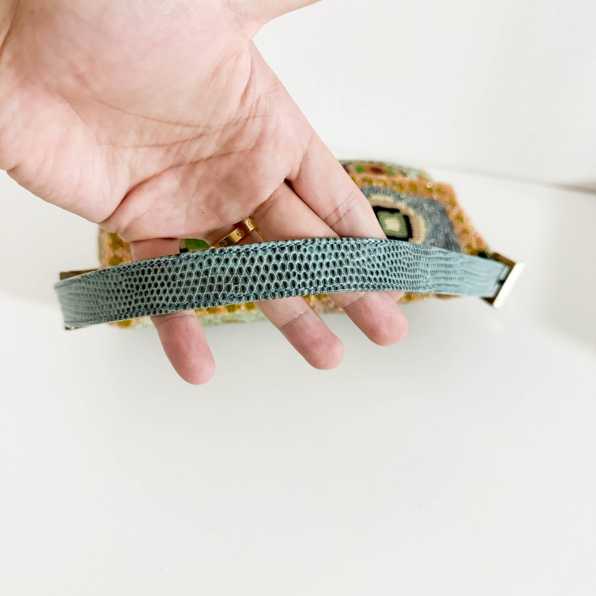 FENDI Baguette Rare Collector's Piece Fully Bead, Embroidered Multicolour Shoulder Bag Lizard Buckle in Sold by HIVE PRELOVED