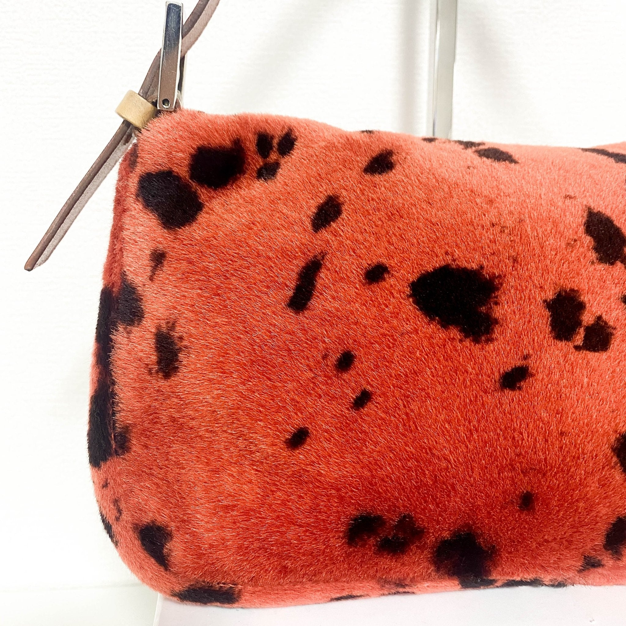 FENDI Baguette Rare Orange Dalmatian Pattern Fur Shoulder Bag, in , Sold by HIVE PRELOVED - Shoulder Bags, ,