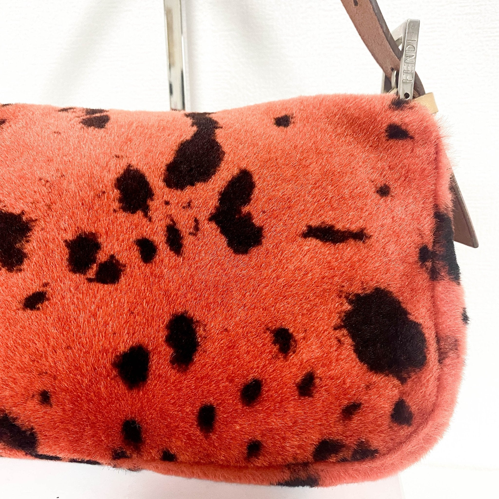 FENDI Baguette Rare Orange Dalmatian Pattern Fur Shoulder Bag, in , Sold by HIVE PRELOVED - Shoulder Bags, ,