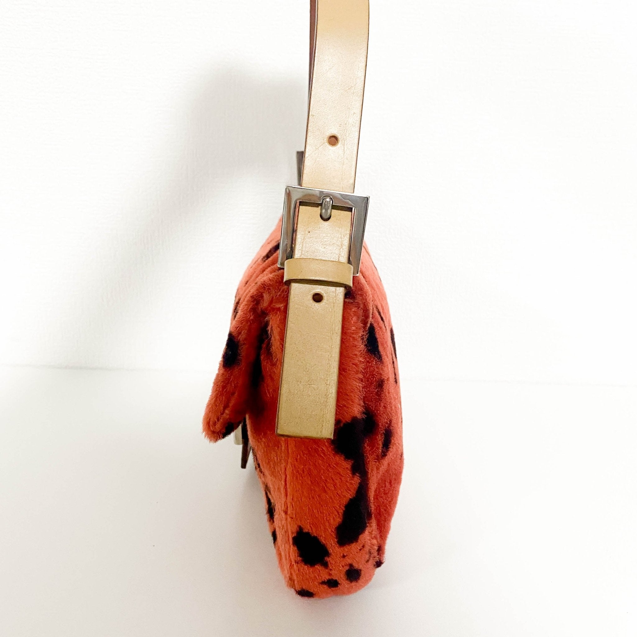 FENDI Baguette Rare Orange Dalmatian Pattern Fur Shoulder Bag, in , Sold by HIVE PRELOVED - Shoulder Bags, ,