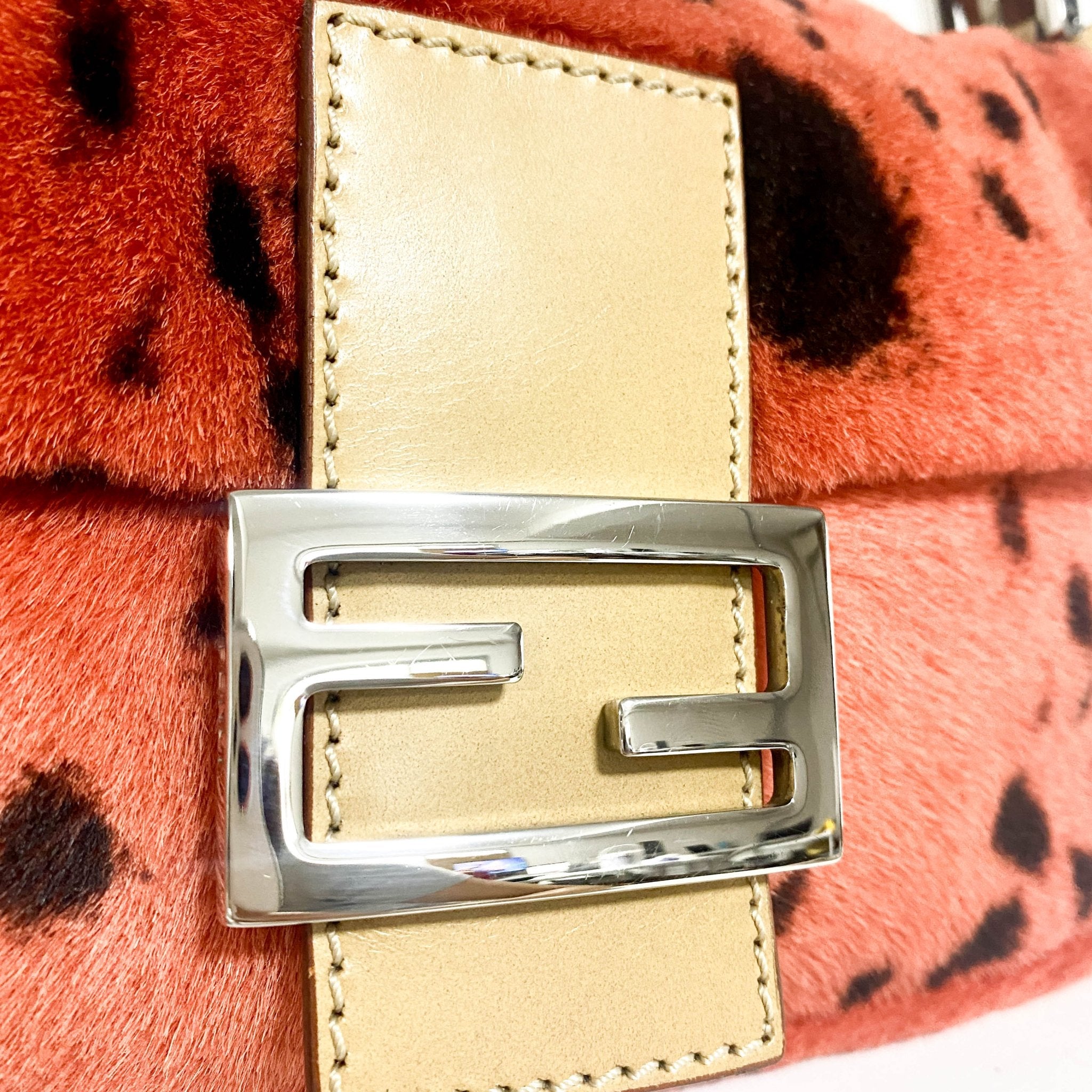 FENDI Baguette Rare Orange Dalmatian Pattern Fur Shoulder Bag, in , Sold by HIVE PRELOVED - Shoulder Bags, ,
