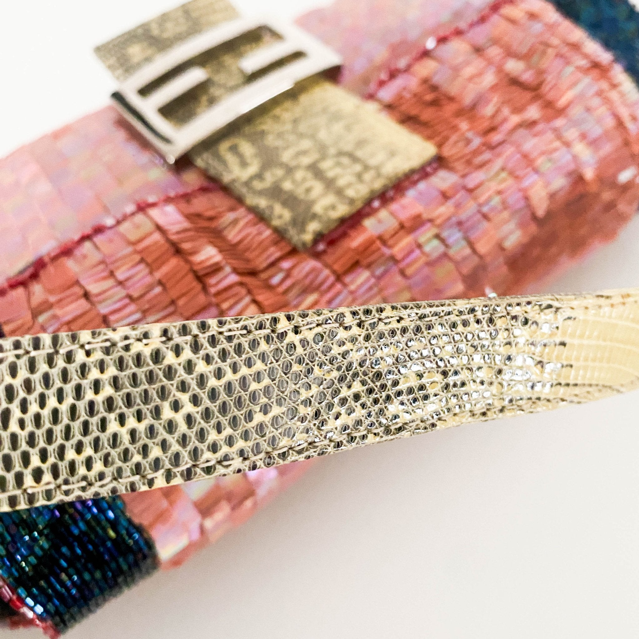 FENDI Baguette Rare Pink Sequin / Beads Shoulder Bag Python Leather Strap, in , Sold by HIVE PRELOVED - Shoulder Bags, ,