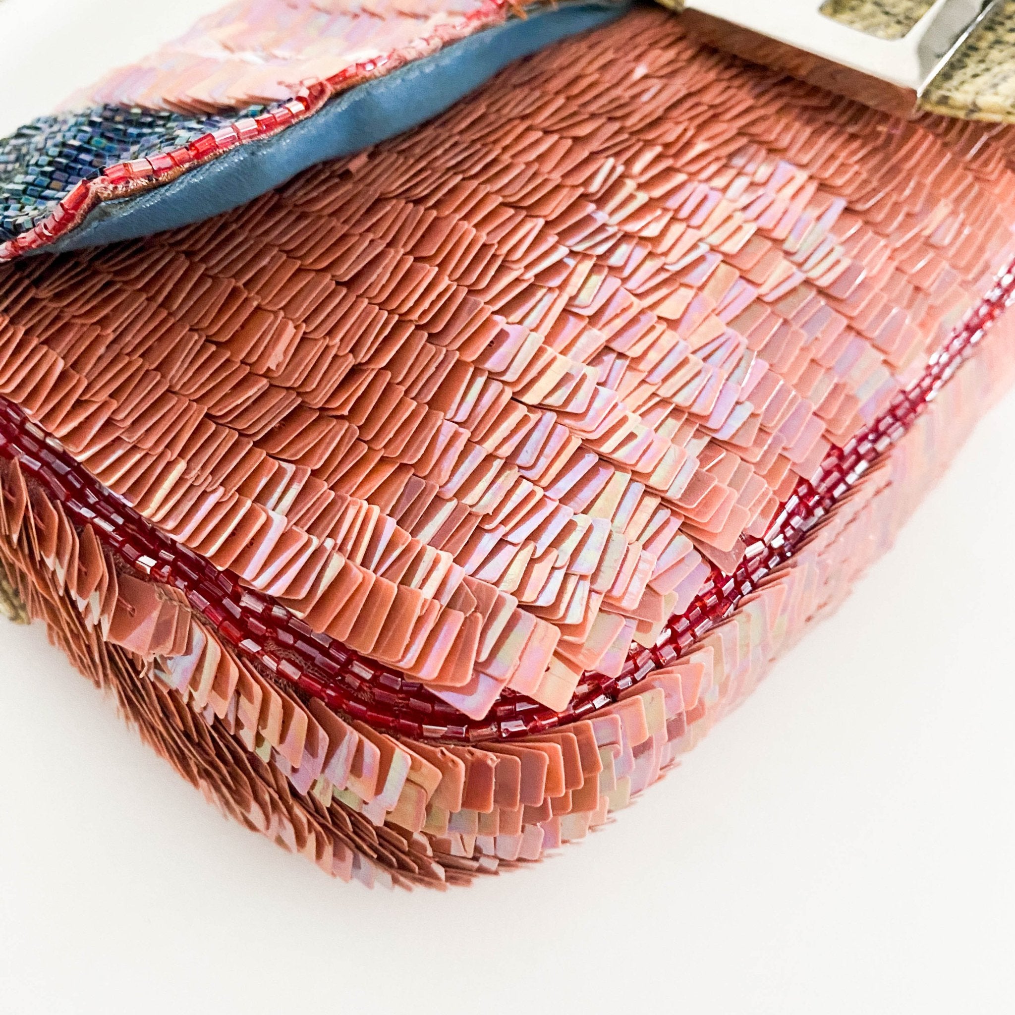 FENDI Baguette Rare Pink Sequin / Beads Shoulder Bag Python Leather Strap, in , Sold by HIVE PRELOVED - Shoulder Bags, ,