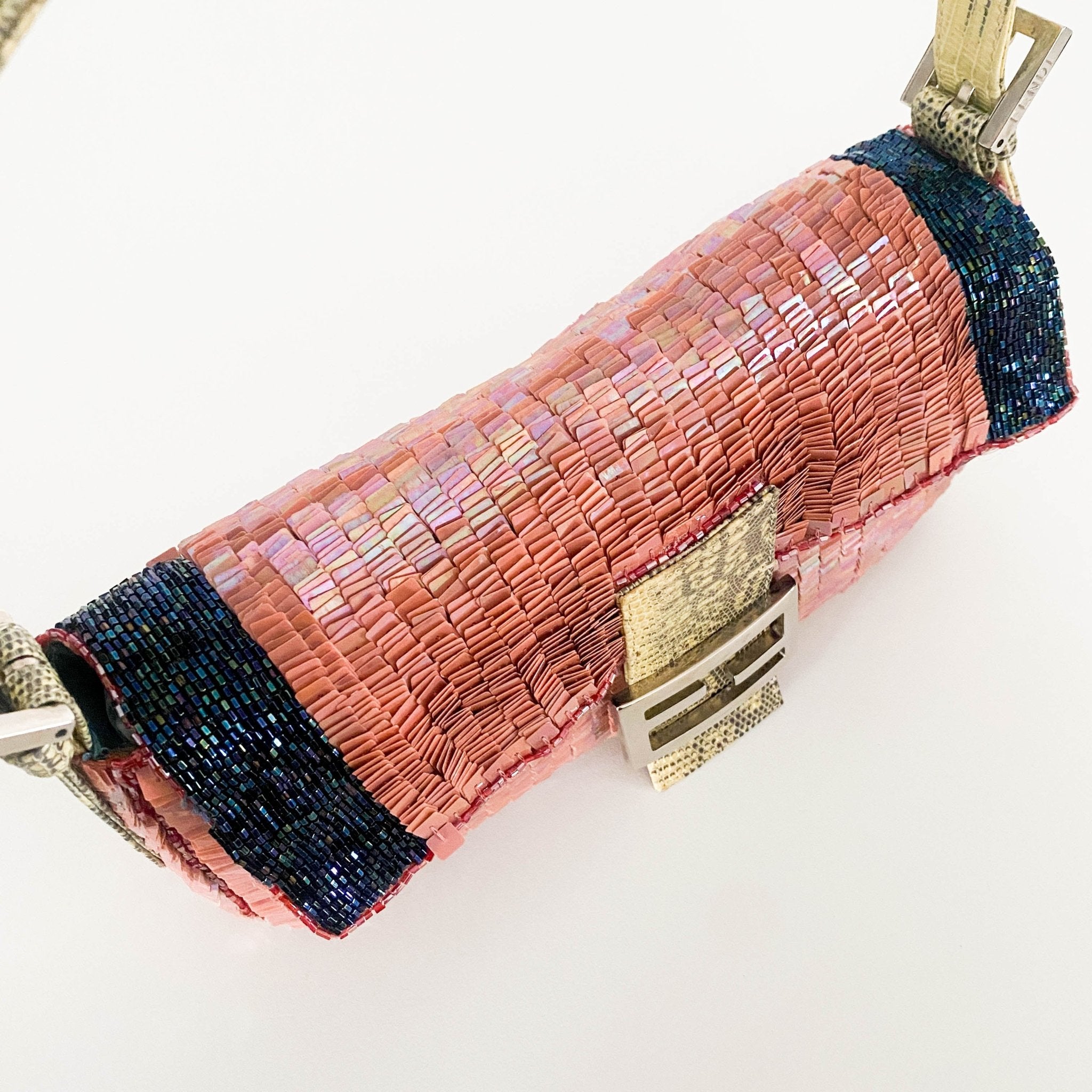 FENDI Baguette Rare Pink Sequin / Beads Shoulder Bag Python Leather Strap, in , Sold by HIVE PRELOVED - Shoulder Bags, ,