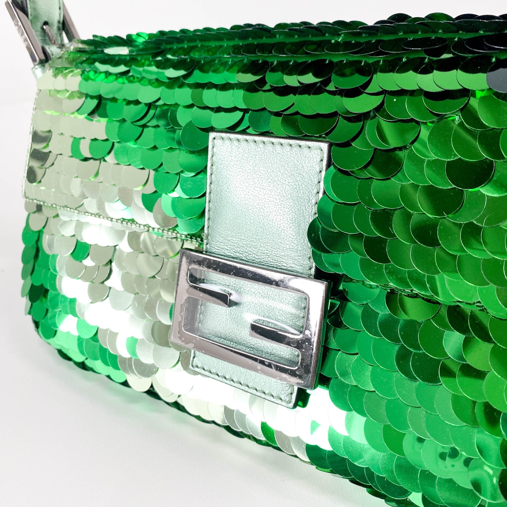 FENDI Baguette Re - Edition 1997 Green Sequin Shoulder Bag, in , Sold by HIVE PRELOVED - Shoulder Bags, ,